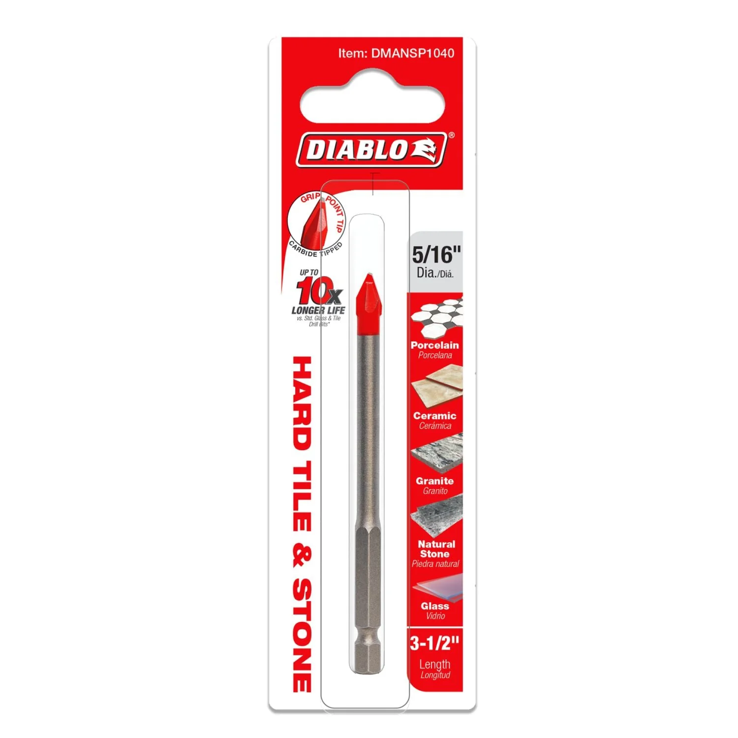 Diablo DMANSP1040 5/16 in. Hard Tile & Stone Carbide Tipped Drill Bit - Image 2