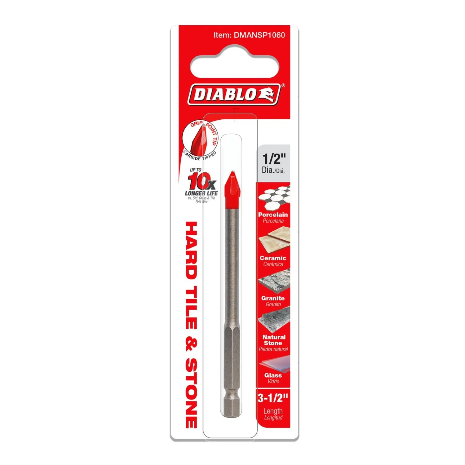 Diablo DMANSP1060 1/2 in. Hard Tile & Stone Carbide Tipped Drill Bit - Image 2