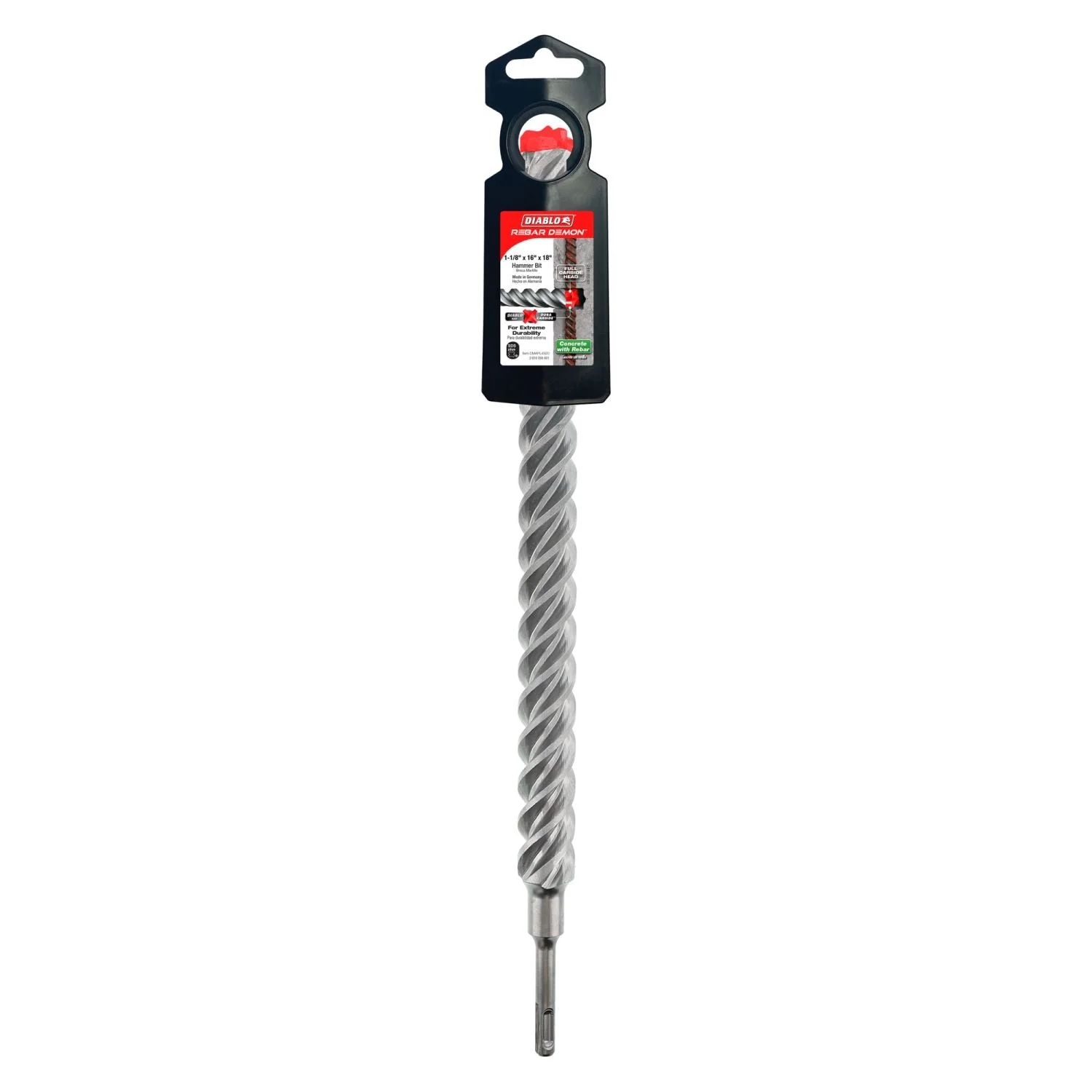 Diablo DMAPL4320 1-1/8-in. x 16-in. x 18-in. Rebar Demon SDS-Plus 4-Cutter Full Carbide Head Hammer Drill Bit - Image 1