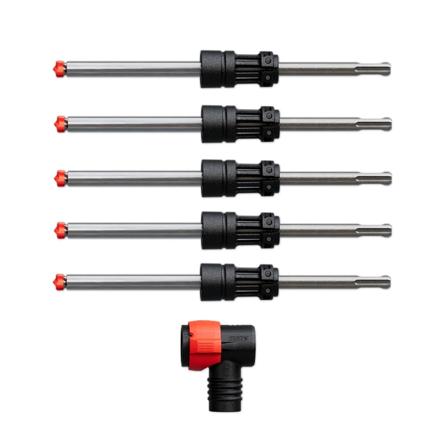 Diablo DMAPLA4440-S6 1/2-in. x 4-in. x 10-in. AMPED Rebar Demon SDS-Plus 4-Cutter Full Carbide Head Dust Extraction Hammer Drill Bit, 5-Pack - Image 1