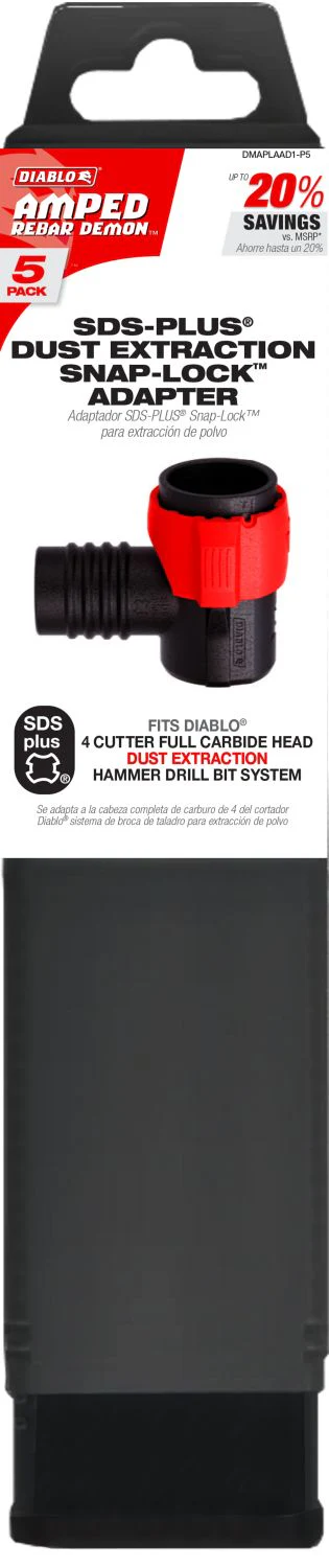 Diablo DMAPLAAD1-P5 AMPED Rebar Demon SDS-Plus Snap-Lock Adapter (5-Pack) - Image 2