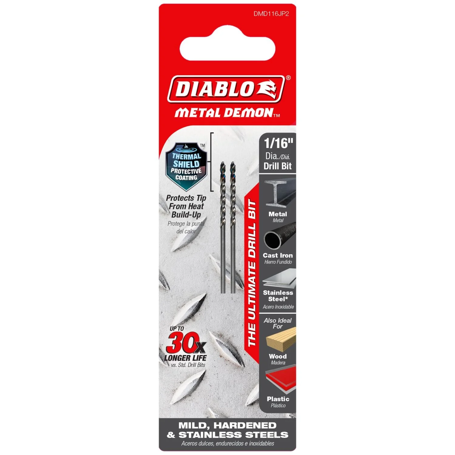 Diablo DMD116JP2 1/16-in. Metal Demon Drill Bits for Mild, Hardened and Stainless Steels, 2-Pack - Image 2