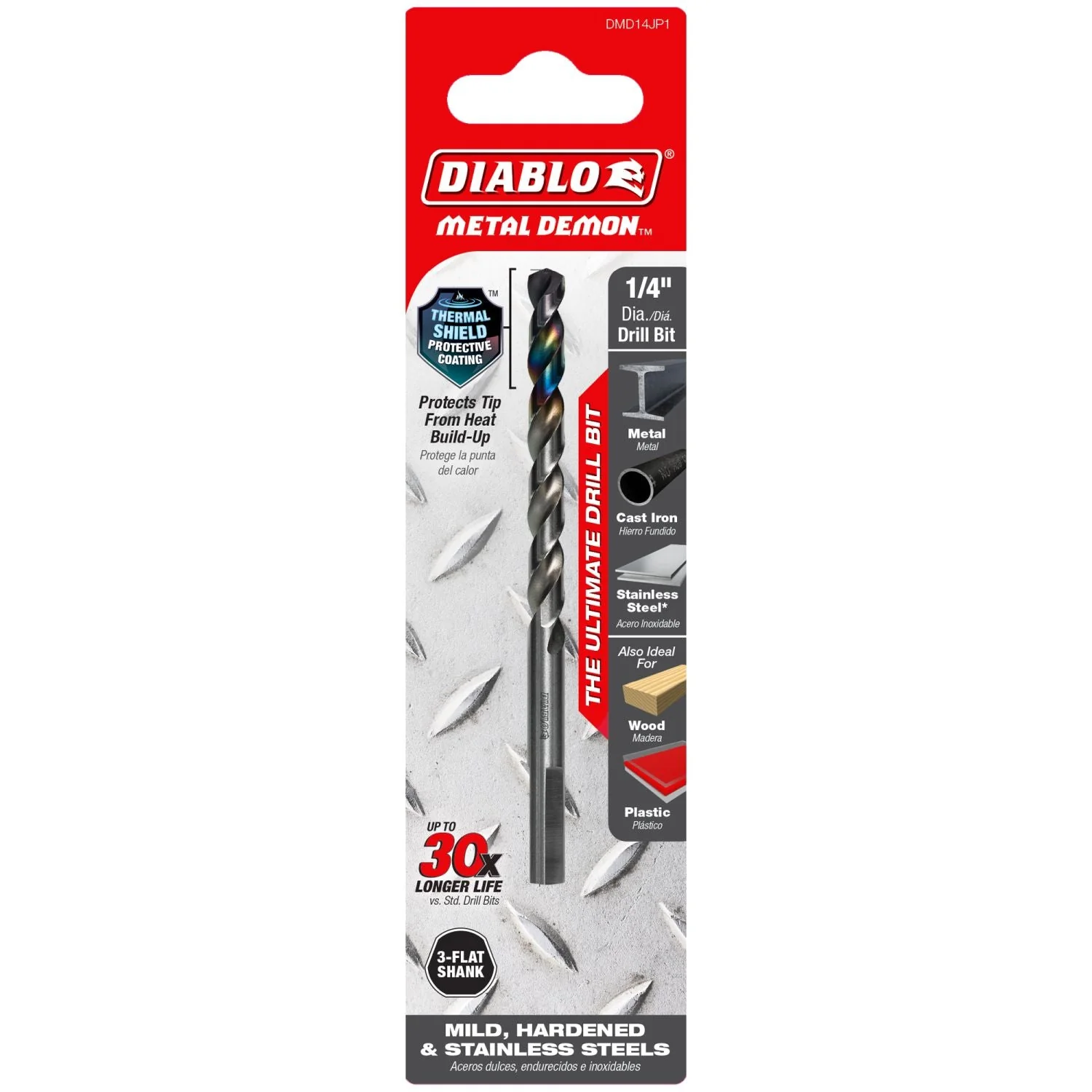 Diablo DMD14JP1 1/4-in. Metal Demon Drill Bit for Mild, Hardened and Stainless Steels - Image 2