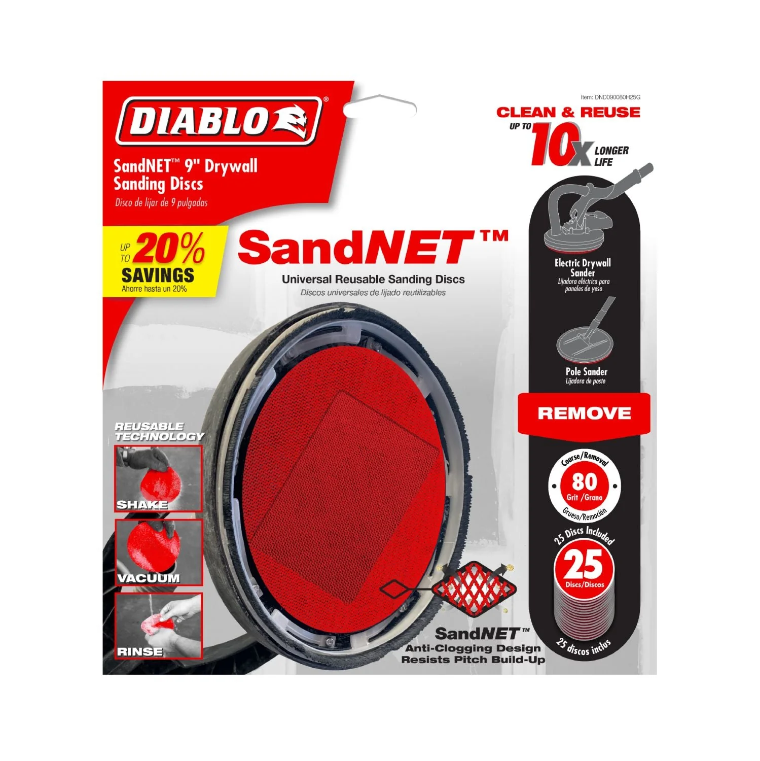 Diablo DND090080H25G 9 in. 80 Grit SandNET Sanding Discs for Drywall (25-Pack) - Image 2