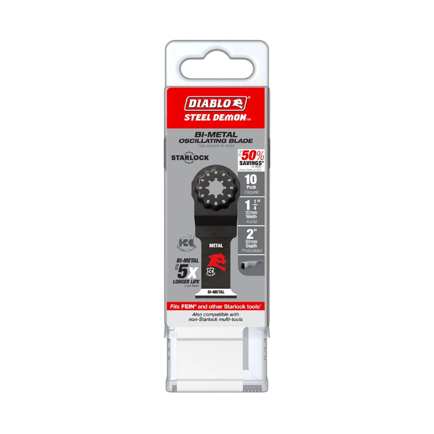 Diablo DOS125BF10 1-1/4 in. Starlock Bi-Metal Oscillating Blade for Metal (10-Pack) - Image 2