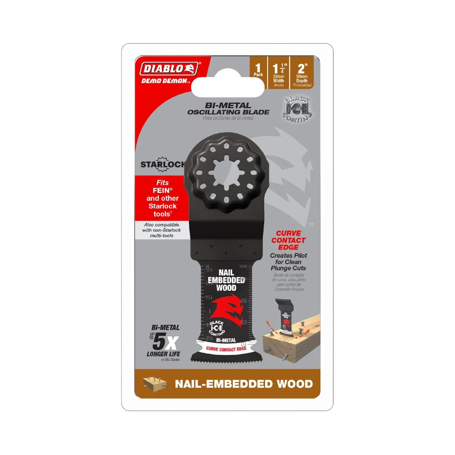 Diablo DOS125BW 1-1/4 in. Starlock Bi-Metal Oscillating Blade for Nail-Embedded Wood - Image 2