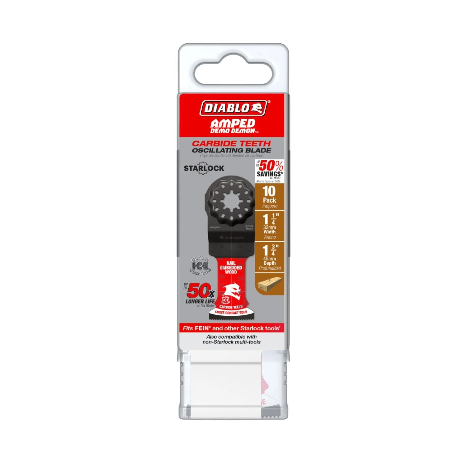 Diablo DOS125CW10 Diablo 1-1/4-in. AMPED Demo Demon Starlock Carbide Teeth Oscillating Blades for Nail-Embedded Wood, 10-Pack - Image 2