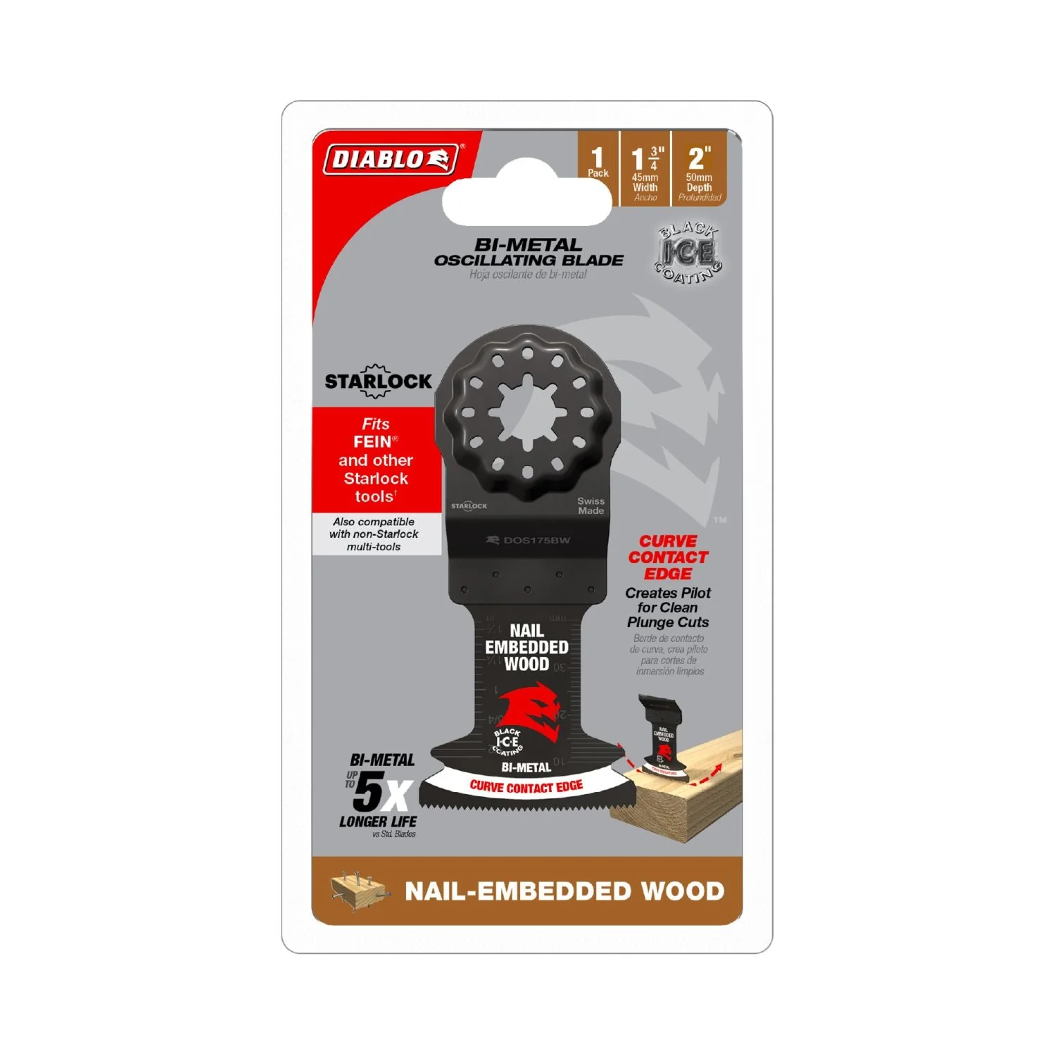 Diablo DOS175BW Demo Demon 1-3/4 in. Starlock Bi-Metal Oscillating Blade for Nail-Embedded Wood - Image 2