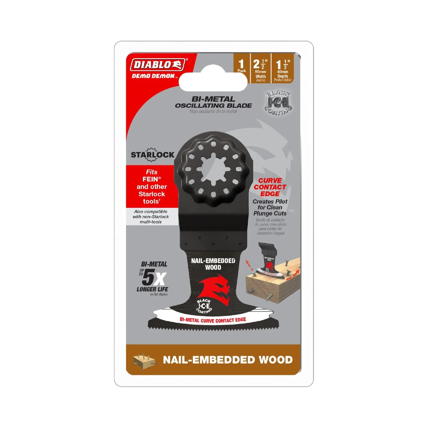 Diablo DOS250BW 2-1/2 in. Starlock Bi-Metal Oscillating Blade for Nail-Embedded Wood - Image 2
