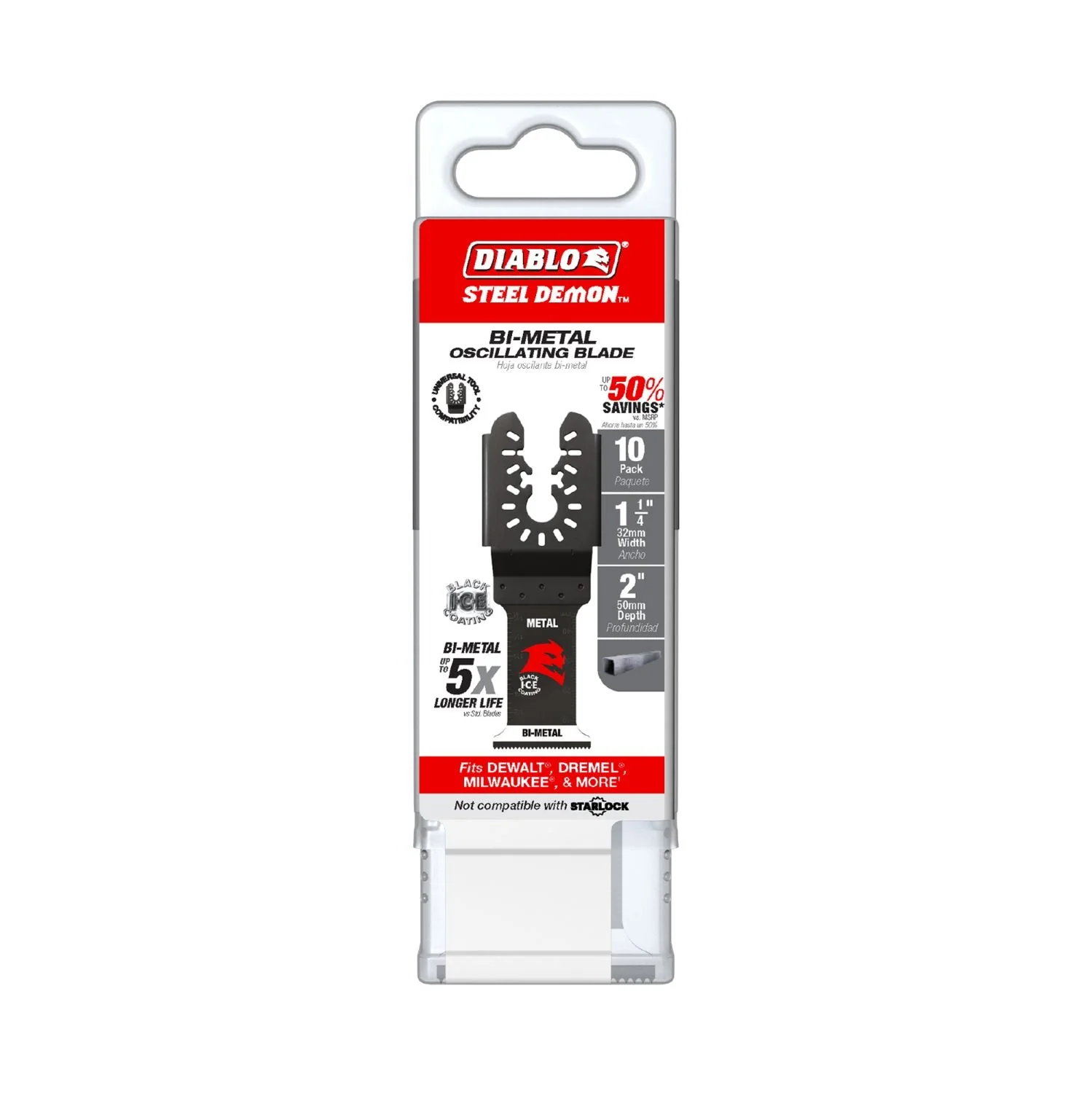 Diablo DOU125BF10 1-1/4 in. Universal Bi-Metal Oscillating Blade for Metal (10-Pack) - Image 2
