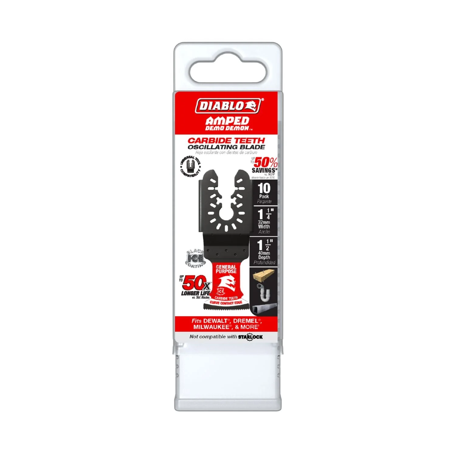 Diablo DOU125CGP10 1-1/4 in. Universal Carbide Oscillating Blade for General Purpose Cuts (10-Pack) - Image 2