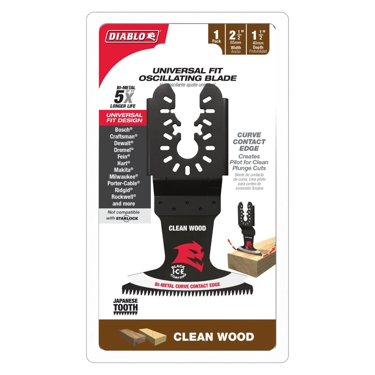Diablo DOU250JBW 2-1/2 in. Universal Bi-Metal Oscillating Blade for Clean Wood - Image 2