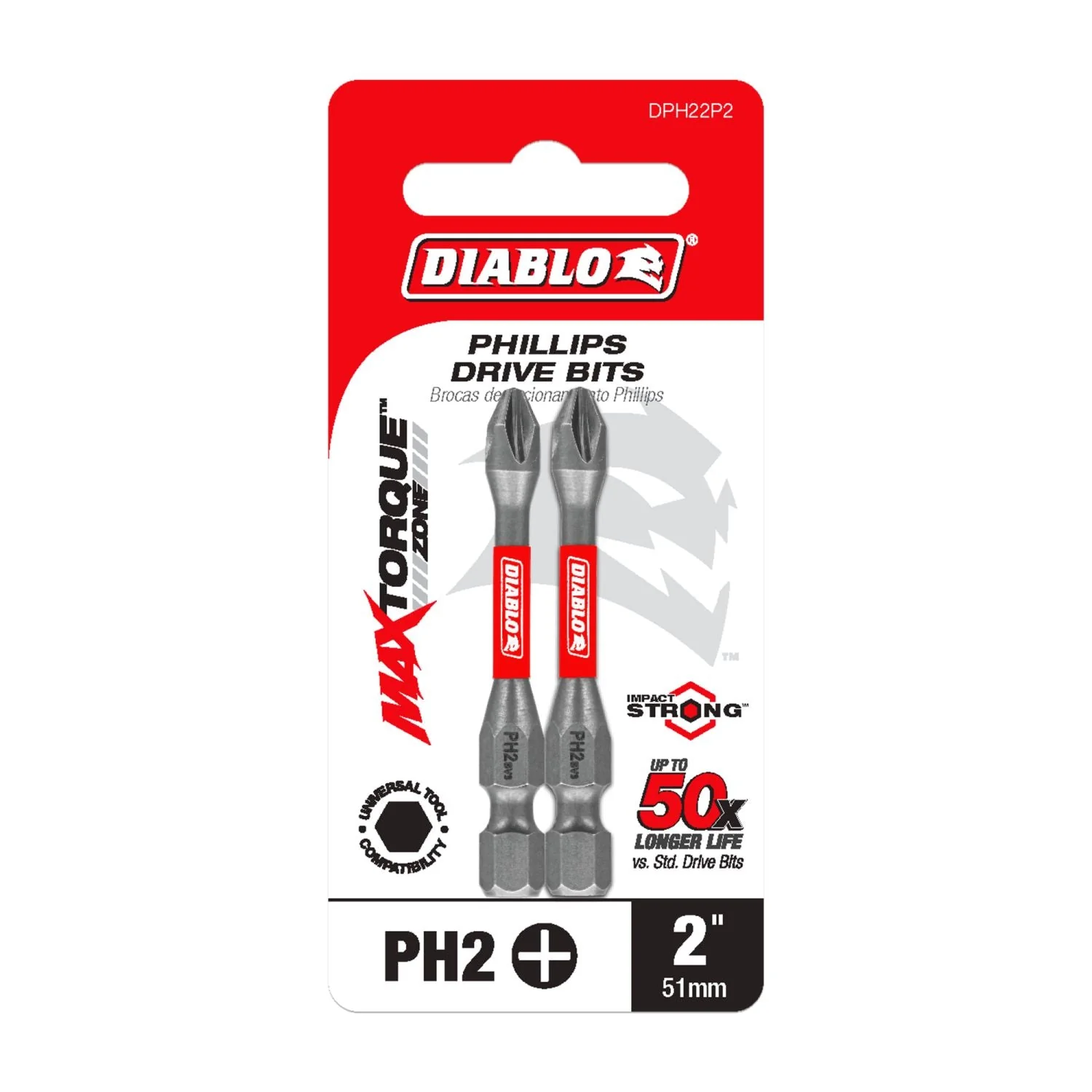 Diablo DPH22P2 2 in. #2 Phillips Drive Bit (2-Pack) - Image 2