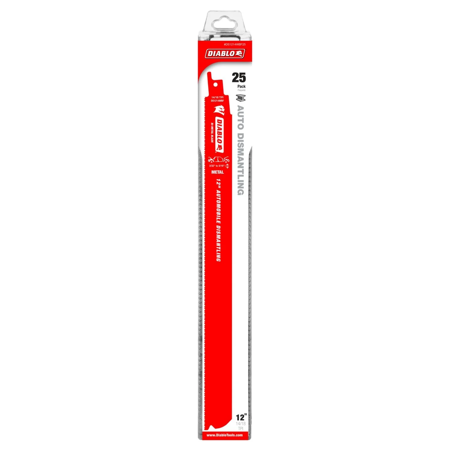 Diablo DS1214WBF25 12 in. Bi-Metal Recip Blade for Auto Dismantling (25-Pack) - Image 2