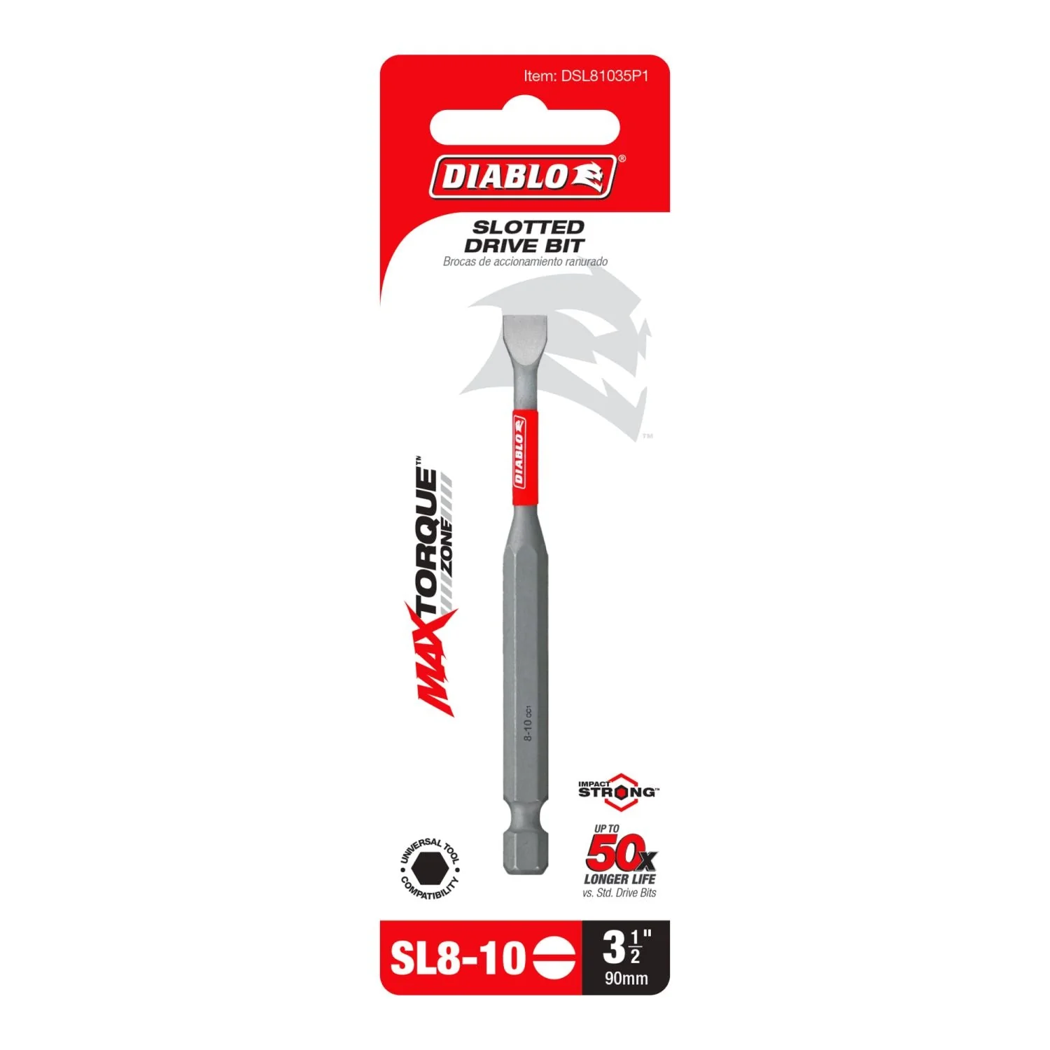 Diablo DSL81035P1 3-1/2 in. SL8/10 Slotted Drive Bit - Image 2