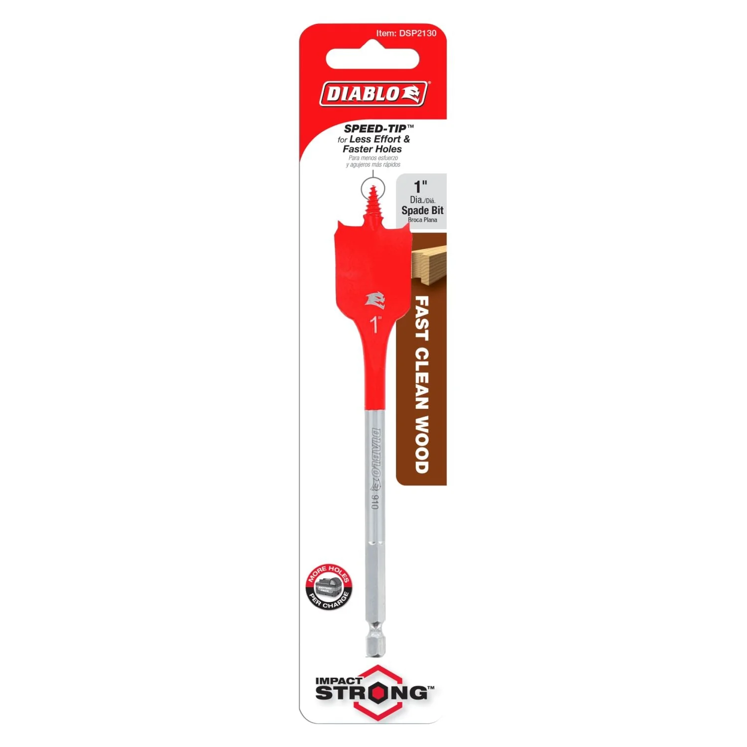 Diablo DSP2130 1-in. x 6-in. Spade Bit for Wood - Image 1