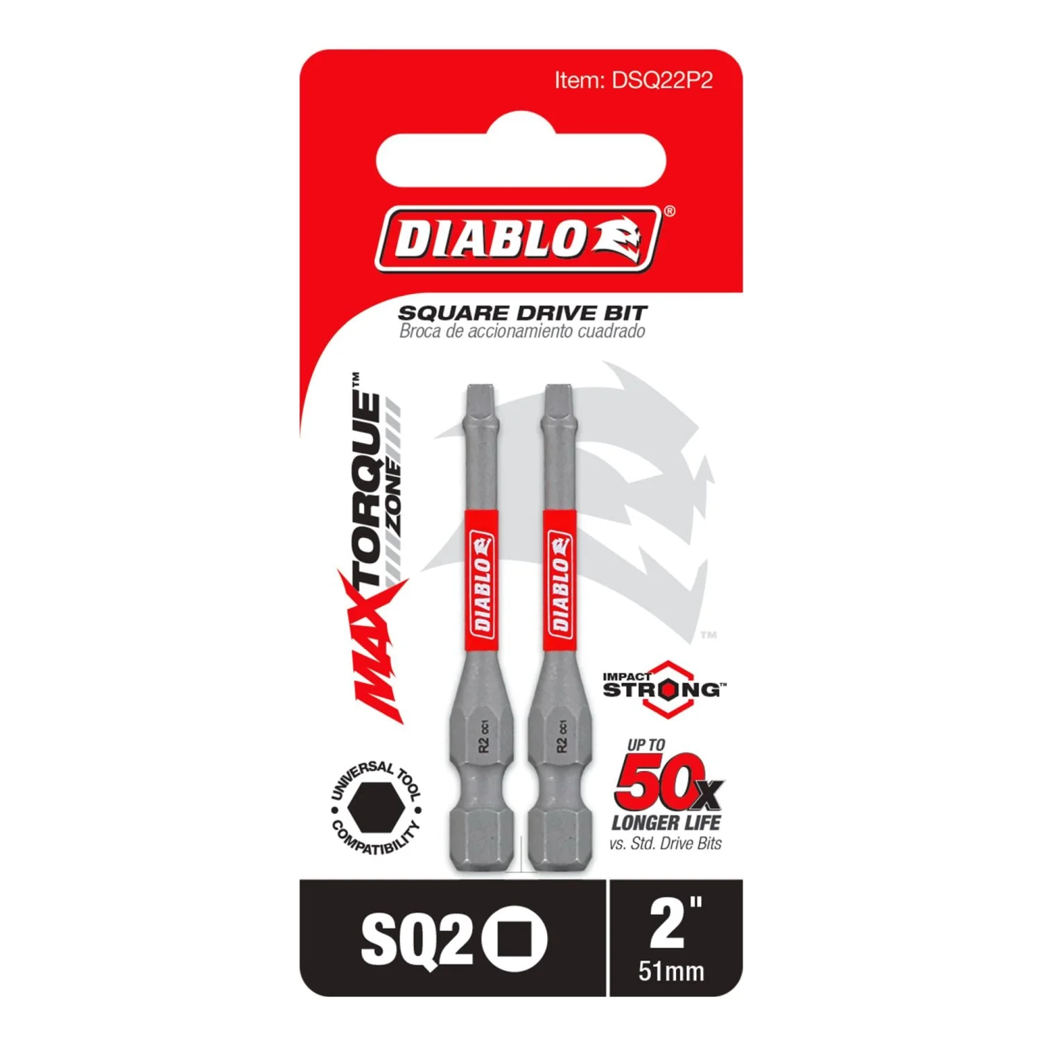 Diablo DSQ22P2 2 in. SQ2 Square Drive Bit (2-Pack) - Image 2