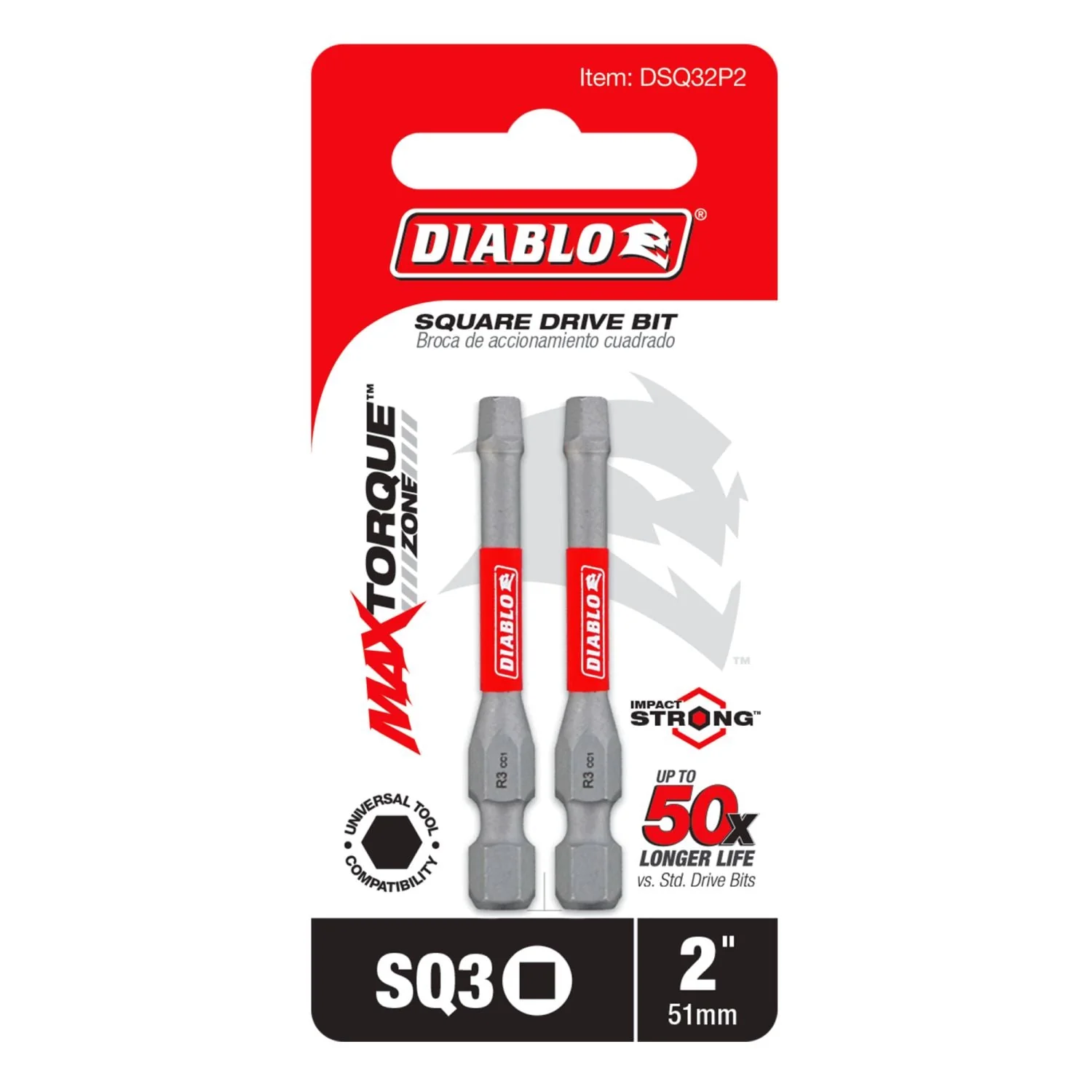 Diablo DSQ32P2 2 in. SQ3 Square Drive Bit (2-Pack) - Image 2