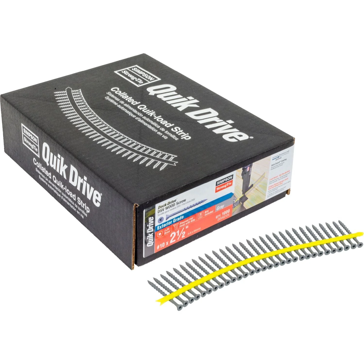 Simpson Strong-Tie DSVG212S Deck-Drive DSV WOOD Screw (Collated),  #10 x 2-1/2-in. T25 6-Lobe, Gray, 1000-Pack - Image 2