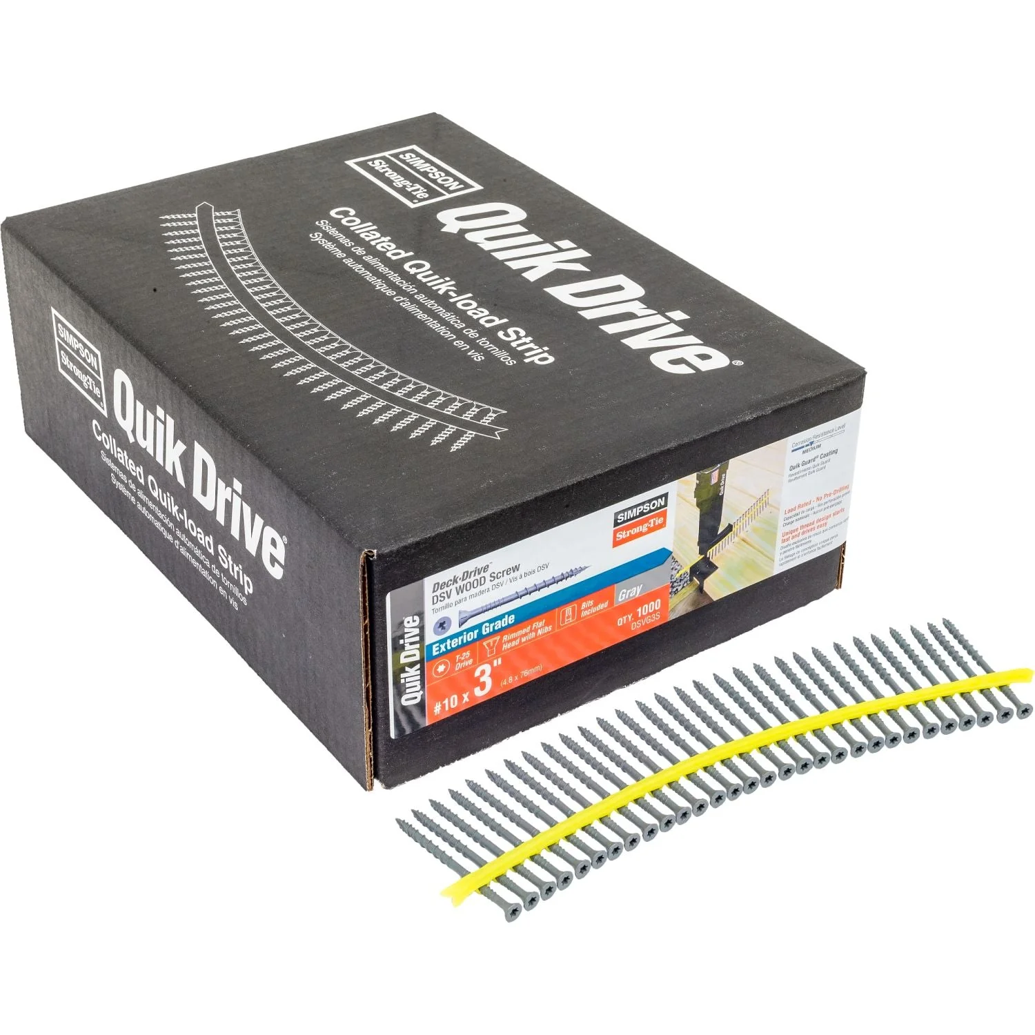 Simpson Strong-Tie DSVG3S Deck-Drive DSV WOOD Screw (Collated),  #10 x 3-in. T25 6-Lobe, Gray, 1000-Pack - Image 2
