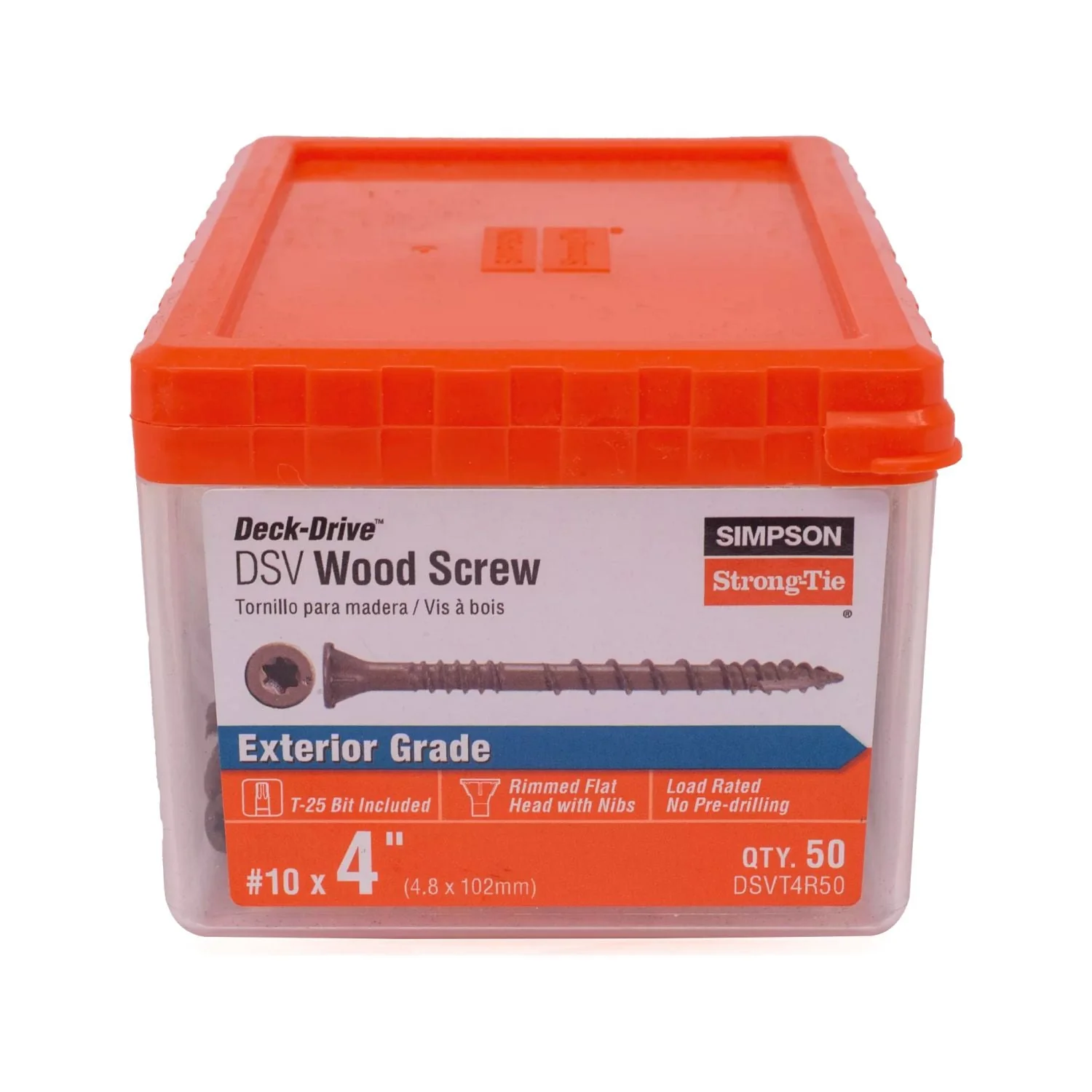 Simpson Strong-Tie DSVT4R50 Deck-Drive DSV WOOD Screw,  #10 x 4-in. T25, Flat Head, Quik Guard, Tan, 50-Pack - Image 2