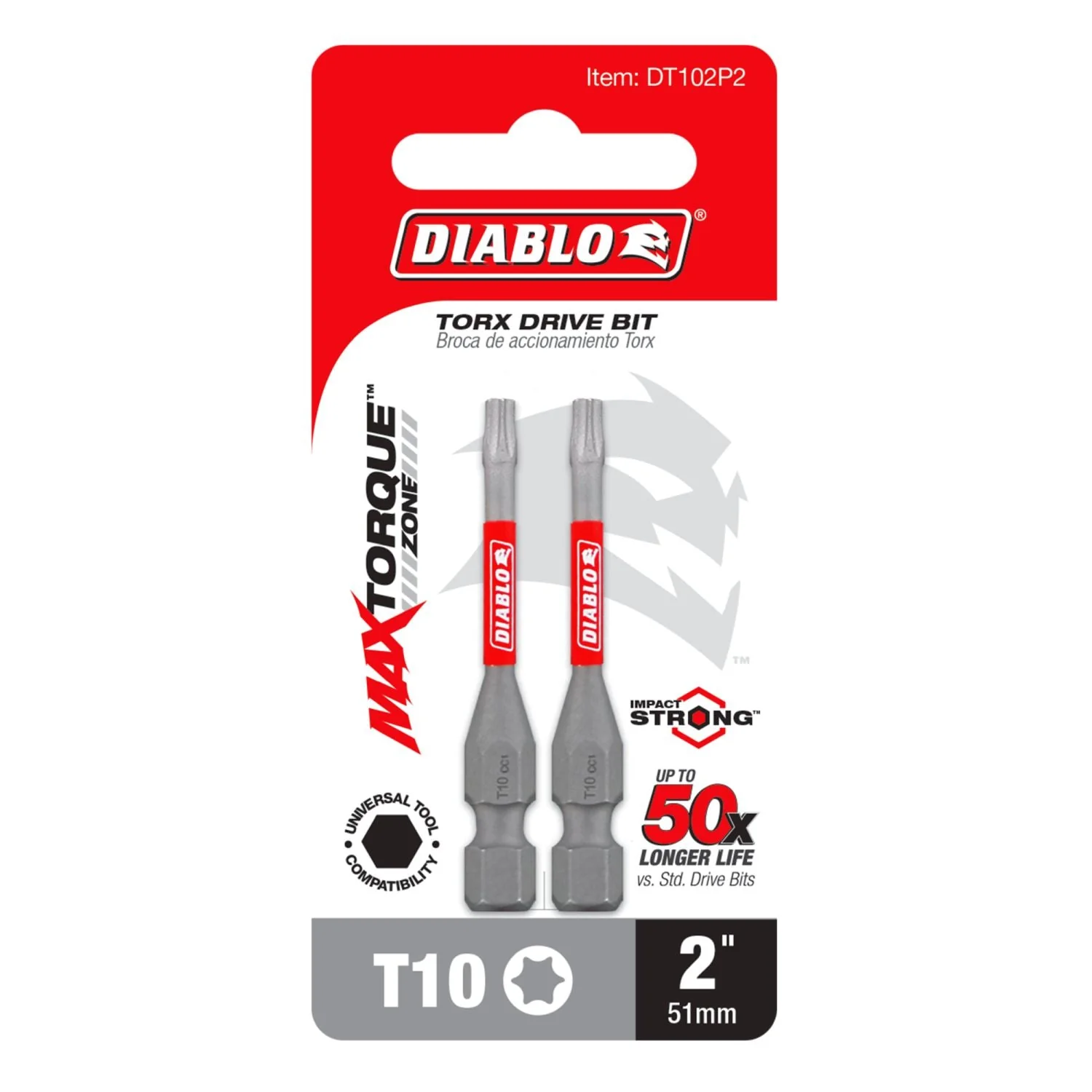Diablo DT102P2 2 in. T10 Torx Drive Bit (2-Pack) - Image 2