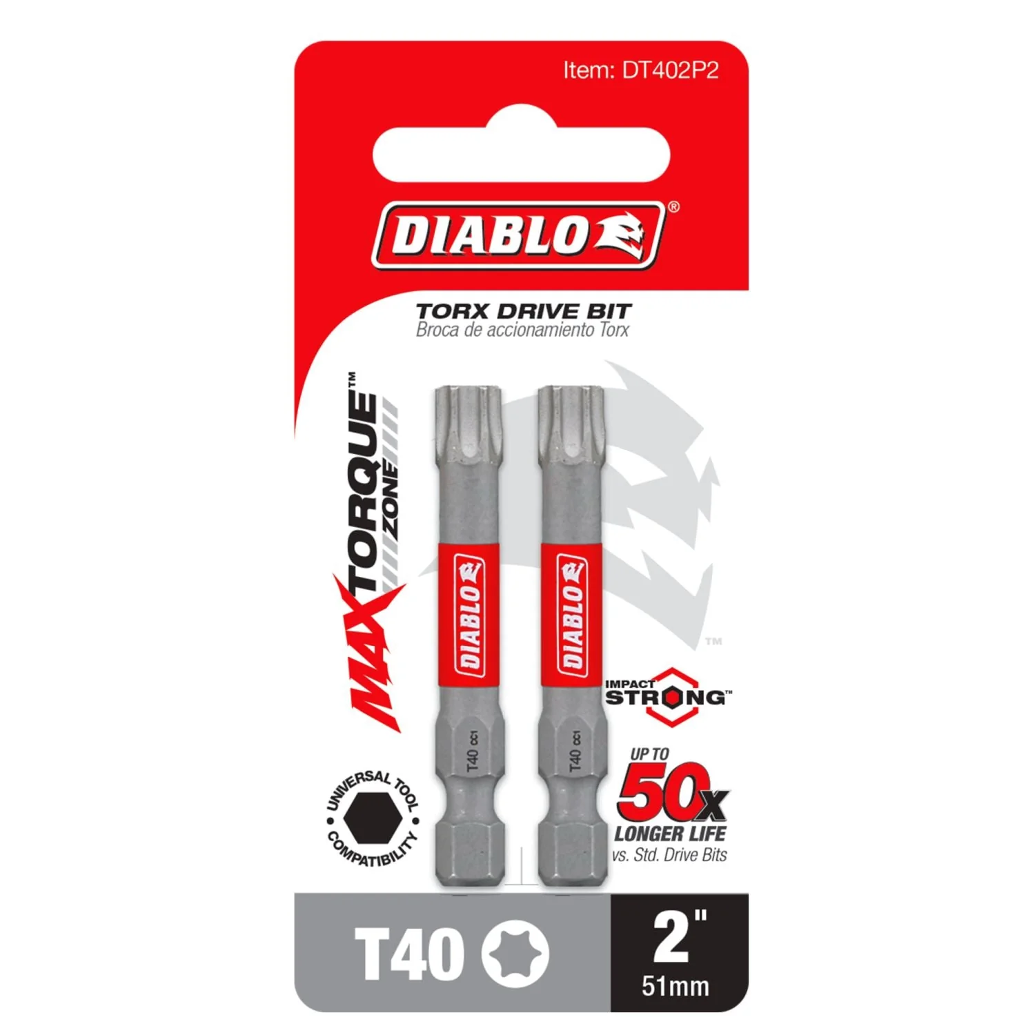Diablo DT402P2 2 in. T40 Torx Drive Bit (2-Pack) - Image 2