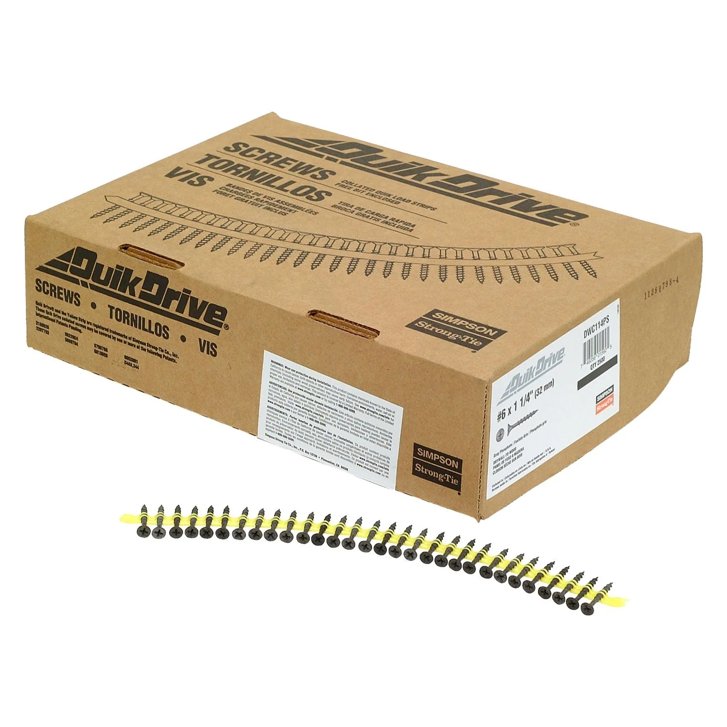 Simpson Strong-Tie DWC114PS DWC Drywall Screw (Collated),  #6 x 1-1/4-in. #2 Phillips Bugle-Head, 2500-Pack - Image 2
