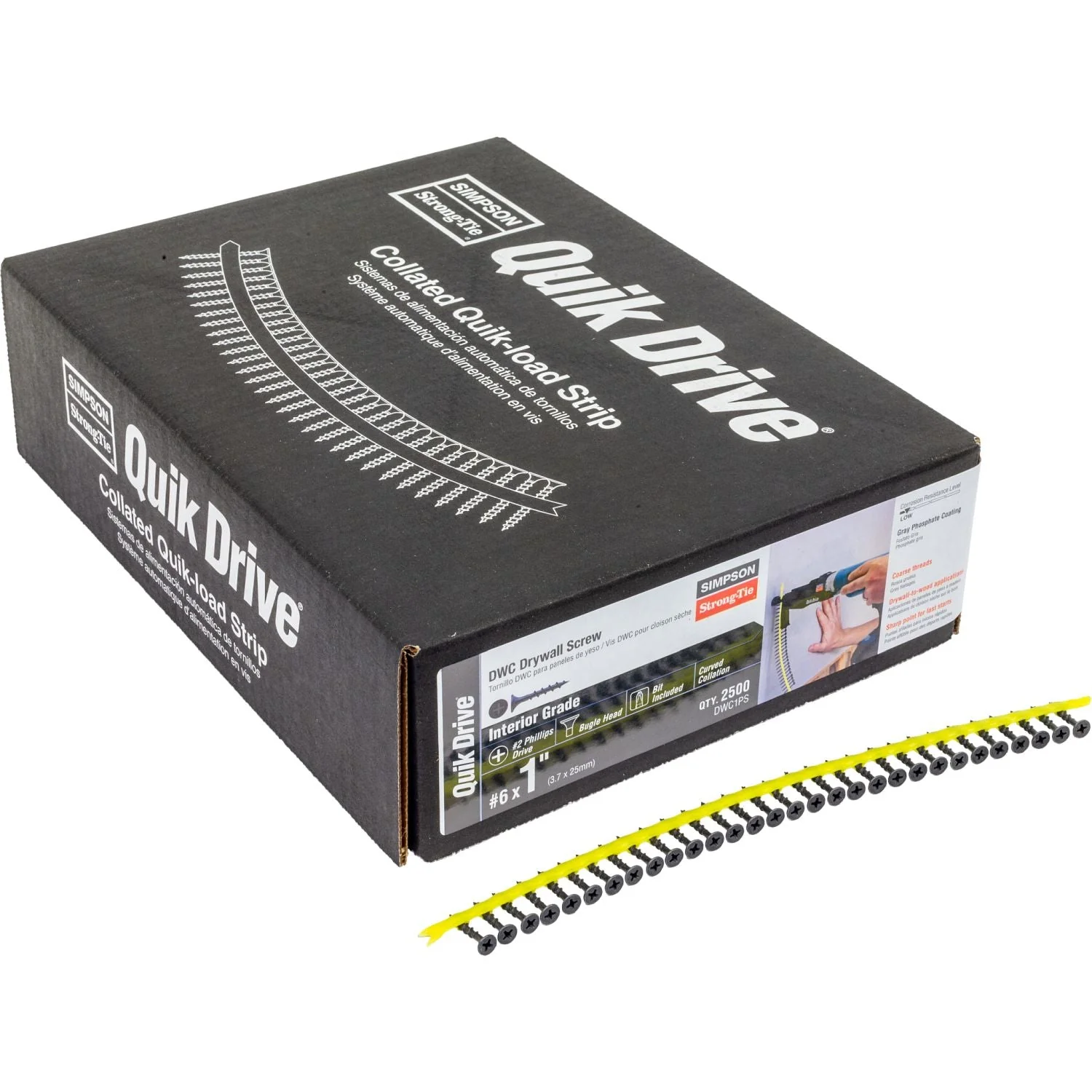 Simpson Strong-Tie DWC1PS DWC Drywall Screw (Collated),  #6 x 1-in. #2 Phillips Bugle-Head, 2500-Pack - Image 2