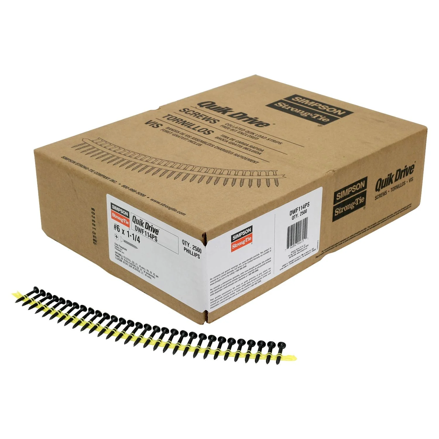 Simpson Strong-Tie DWF114PS DWF Drywall-to-CFS Screw (Collated),  #6 x 1-1/4-in. #2 Phillips Bugle Head, 2500-Pack - Image 2