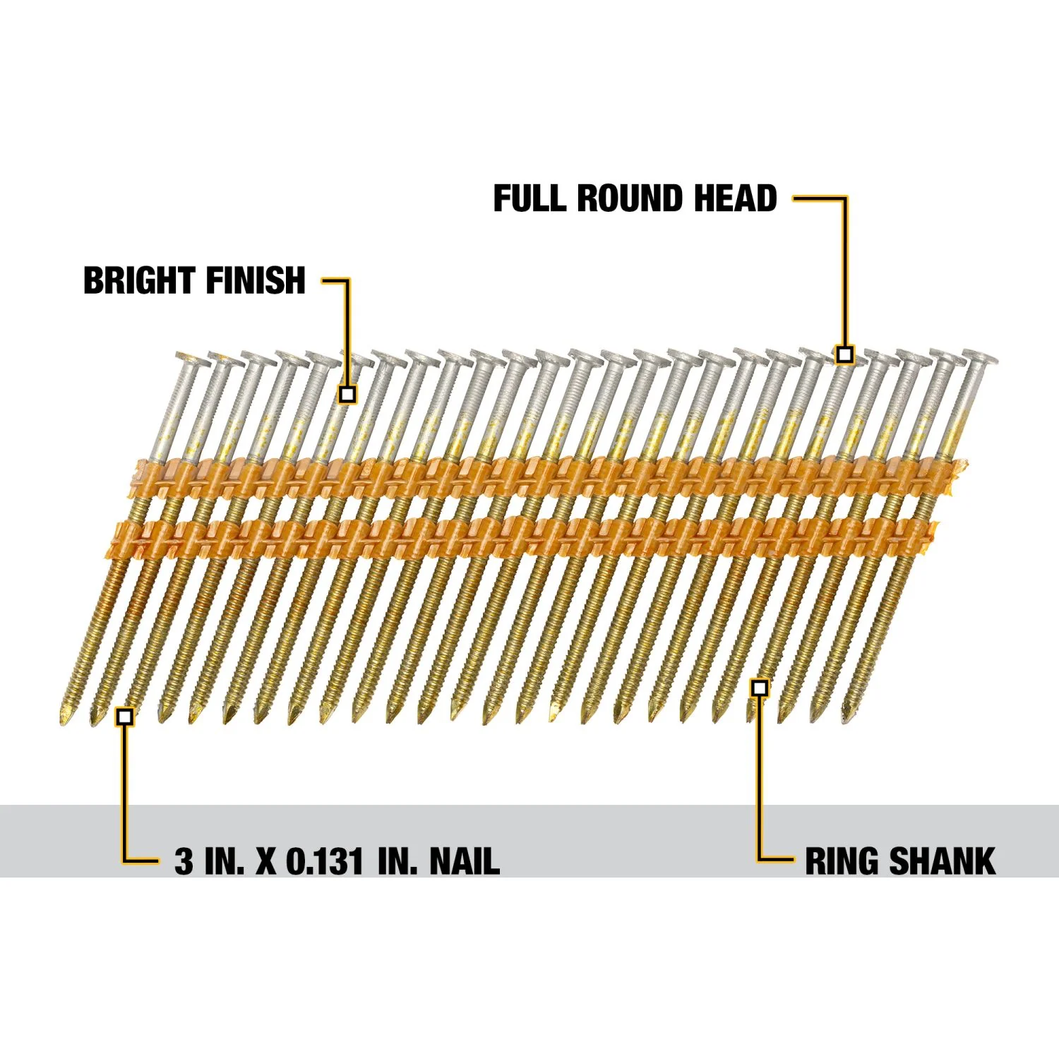 BOSTITCH DWRHS10DR131G 3-1/4-in. x .131-in. 21-Degree Plastic Collated Ring Shank Galvanized Framing Nails, 90 Boxes of 2000-Nails - Image 2
