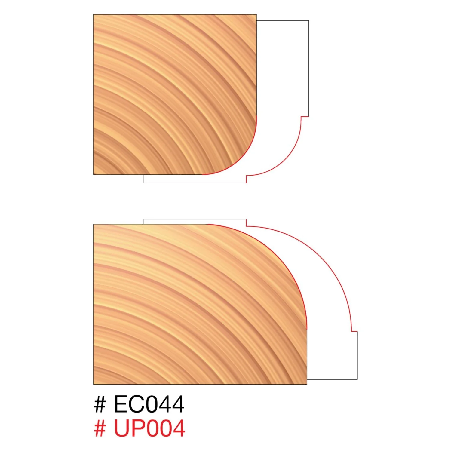 Freud EC044-IC 2-7/8 in. x 1 in. x 3/4 in. Combination 1/4 in. & 1/2 in. Round Over Cutters - Image 2