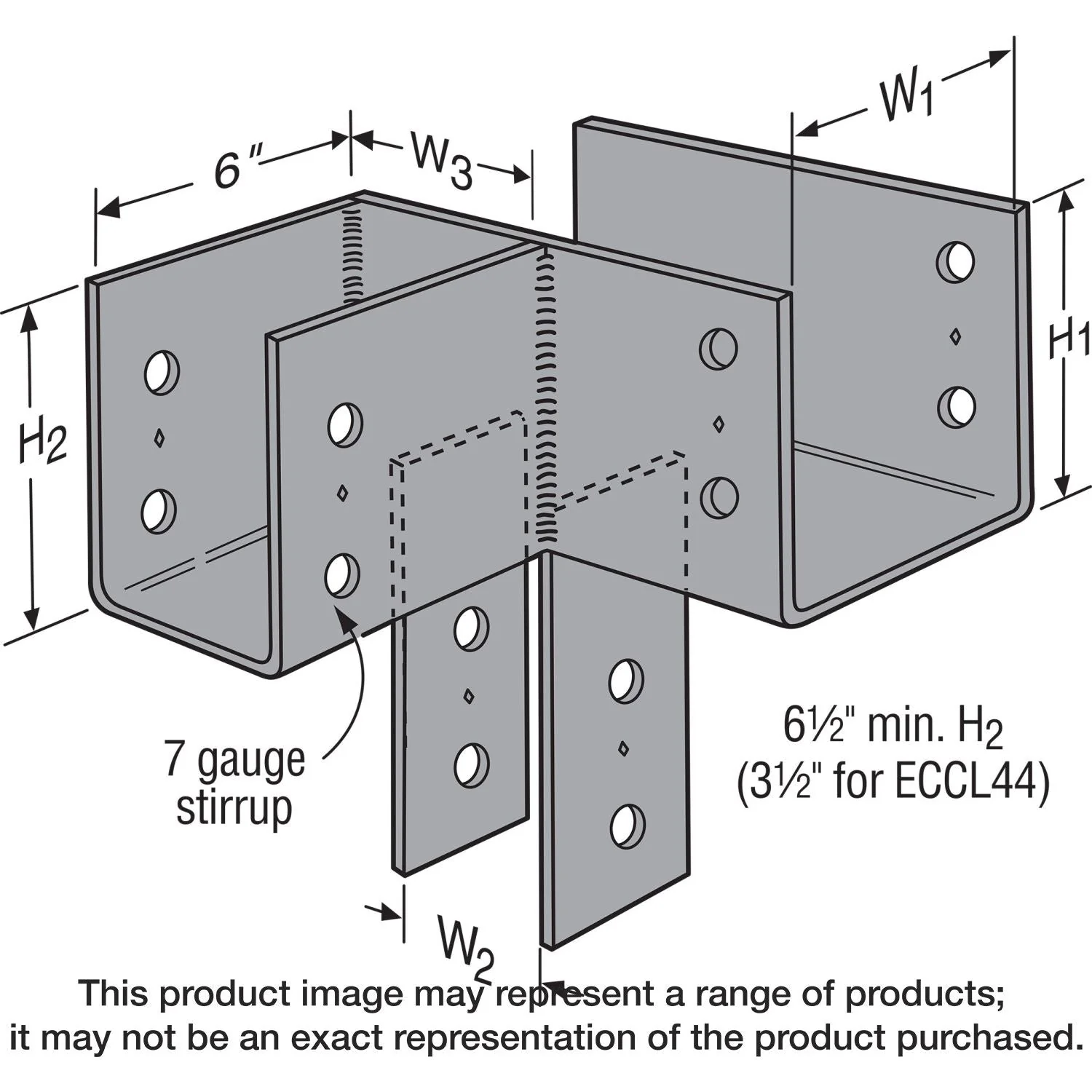Simpson Strong-Tie ECCLR444 ECCLL L-Shape End Column Cap for 4x Beams, 4x Post, Skewed Right - Image 1