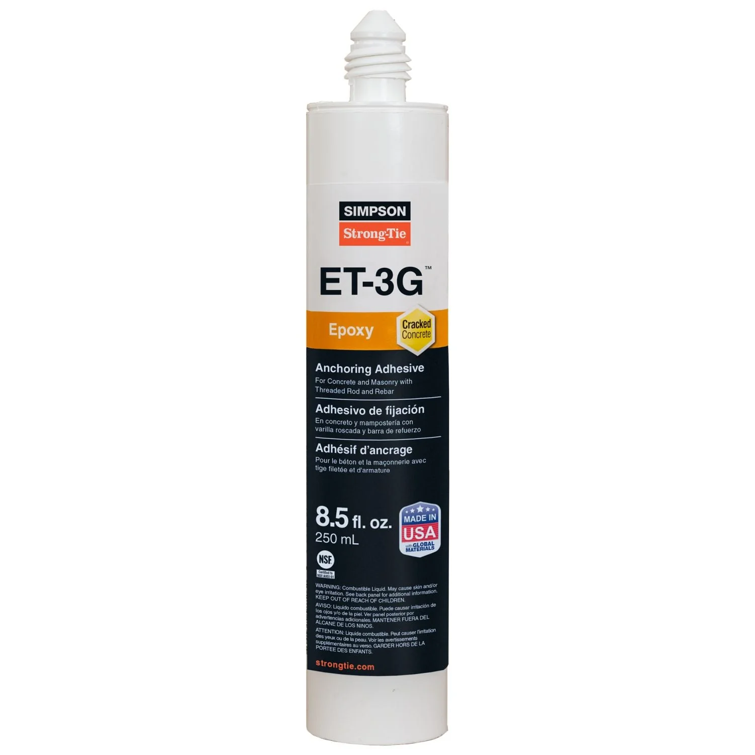 Simpson Strong-Tie ET-3G 8.5-oz. Epoxy Adhesive Cartridge w/ Nozzle and Extension (ET3G10) - Image 3