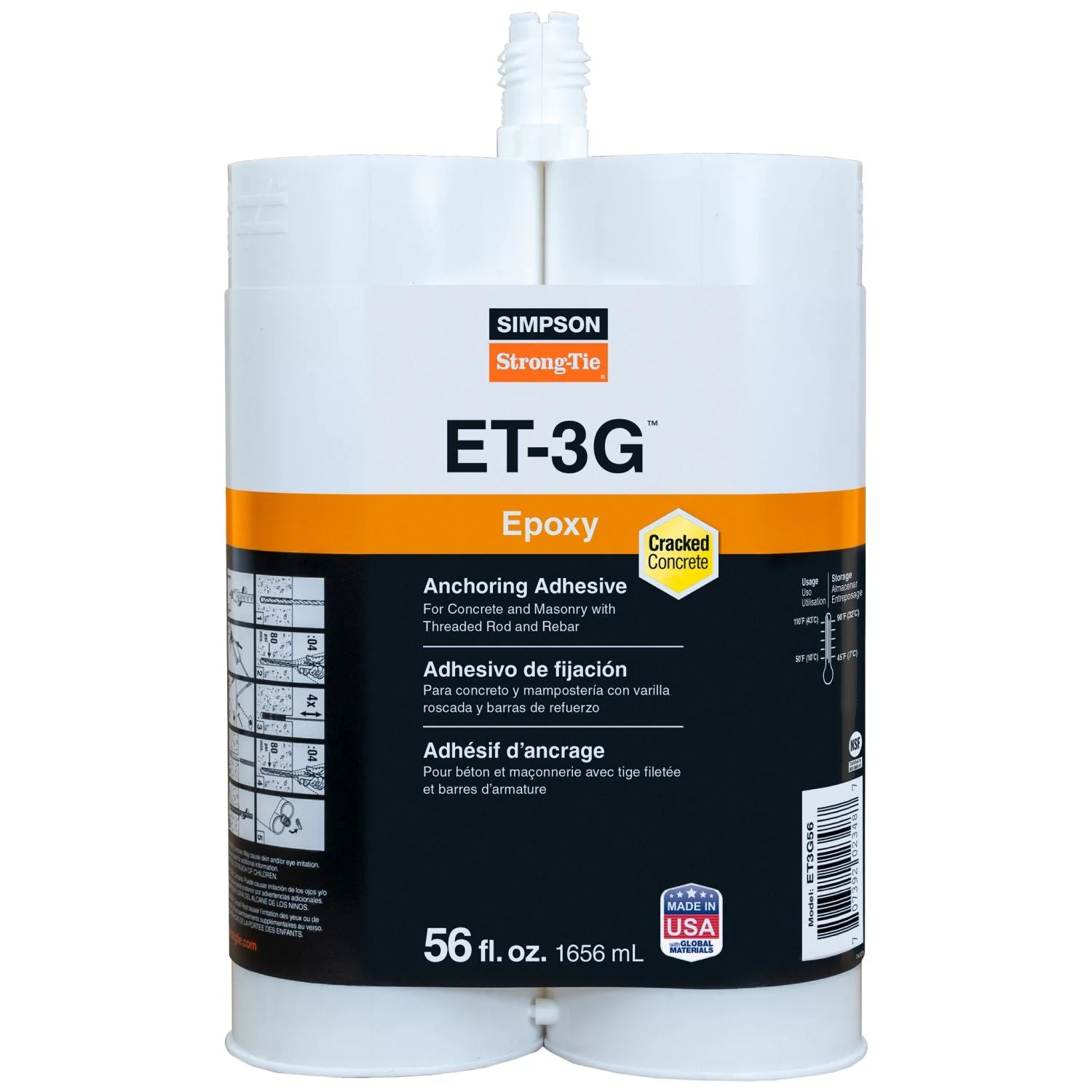 Simpson Strong-Tie ET3G56 ET-3G 56 oz. Epoxy Adhesive Cartridge - Image 2
