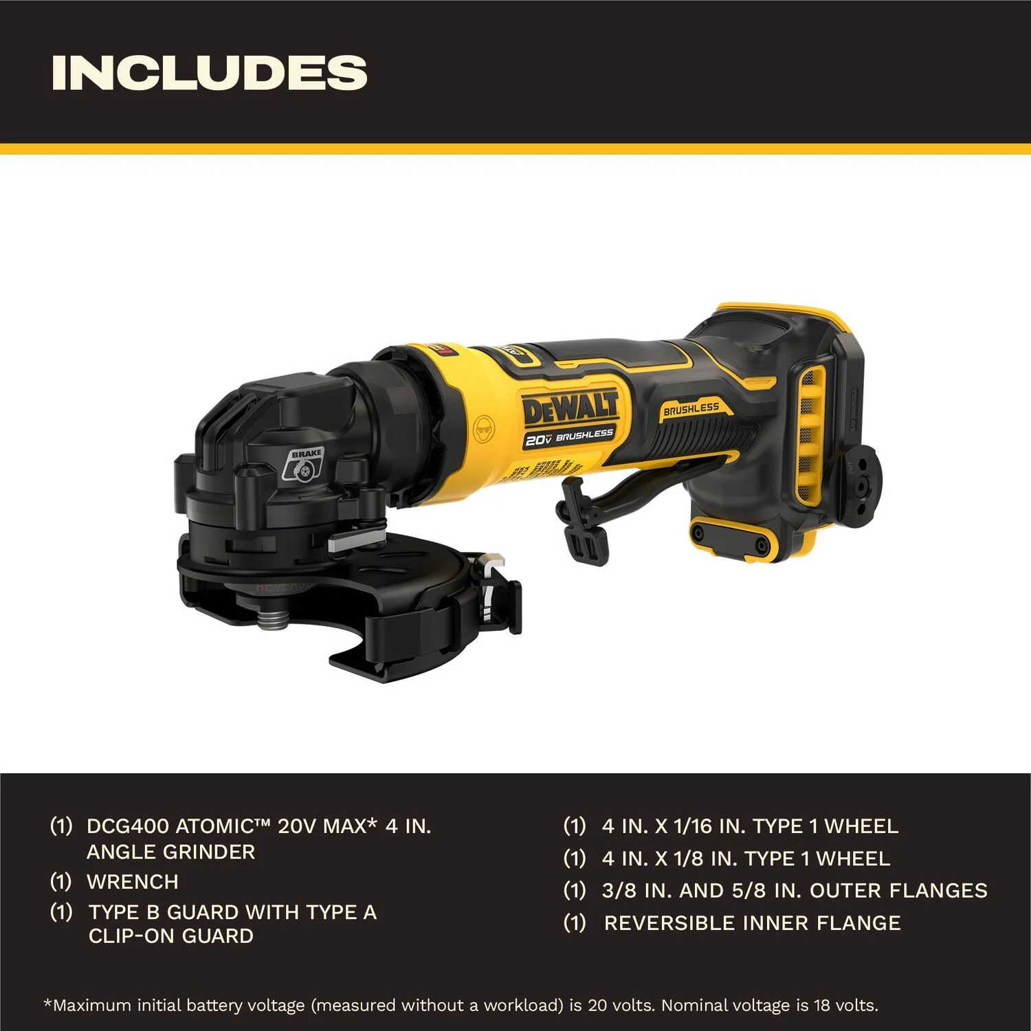 DeWALT DCG400B ATOMIC 20V MAX 4-in. Angle Grinder, Tool Only - Image 2