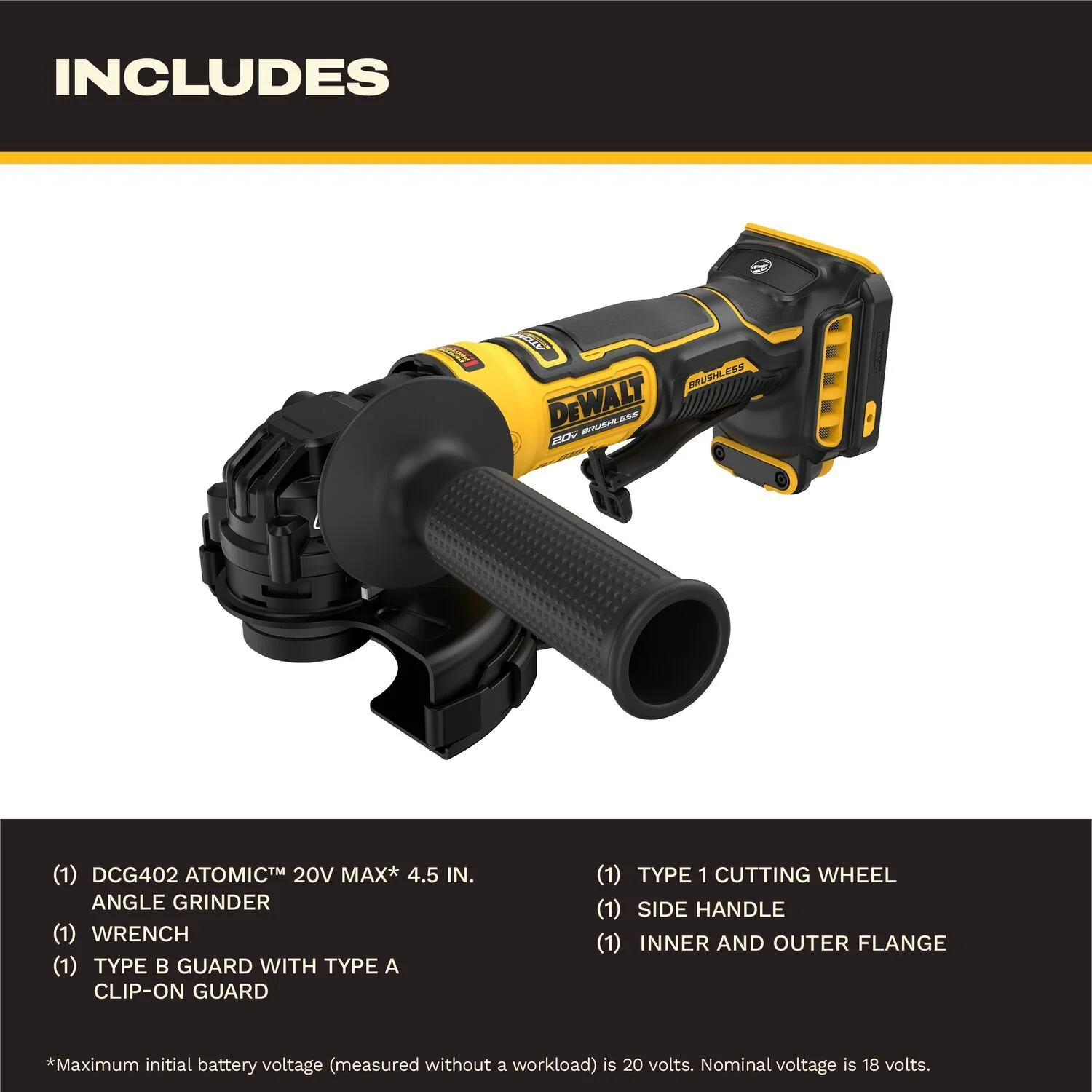 DeWALT DCG402B 20V MAX ATOMIC 4.5-in. Angle Grinder, Tool Only - Image 2