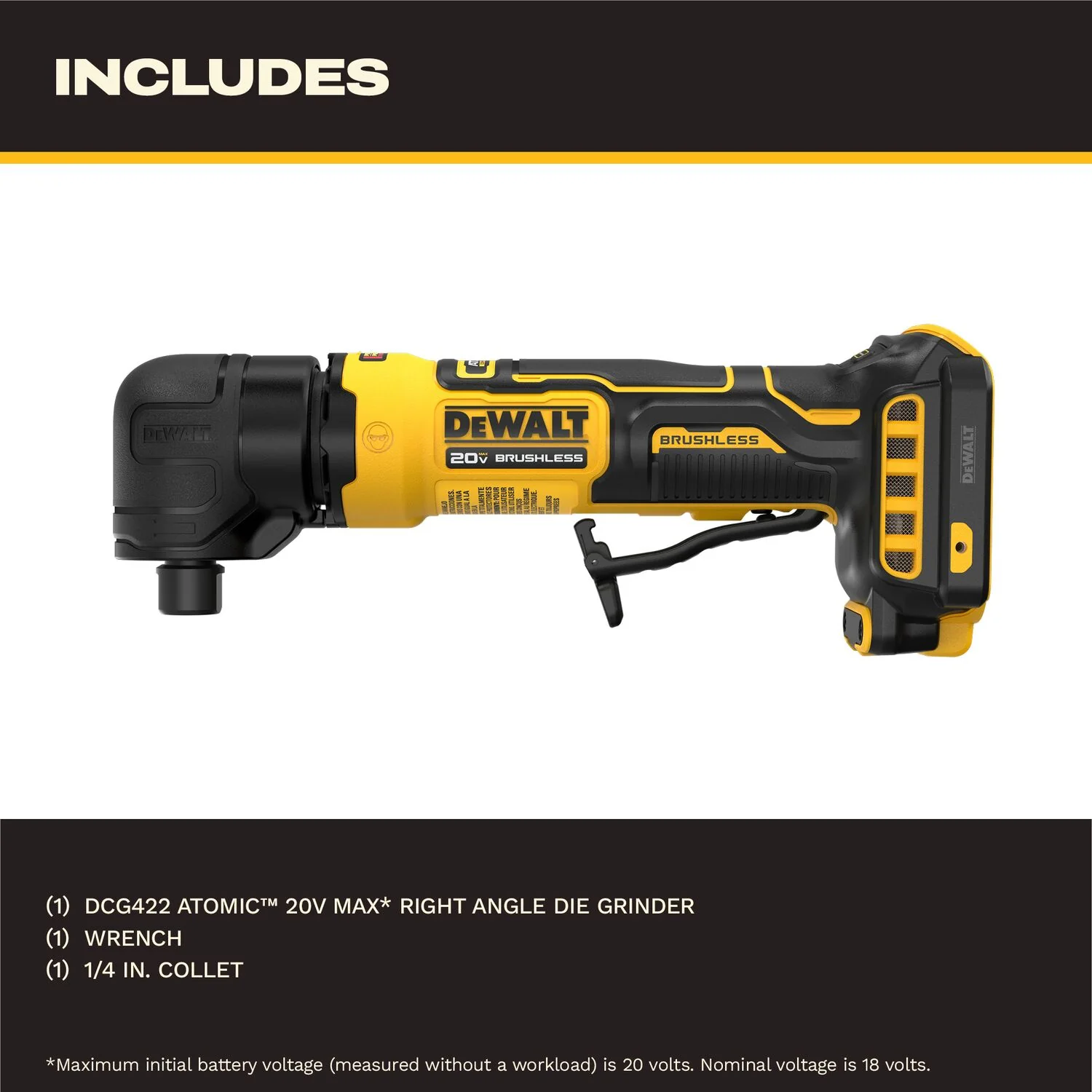 DeWALT DCG422B 20V MAX ATOMIC Right Angle Die Grinder 3.5Ah POWERSTACK Kit - Image 3