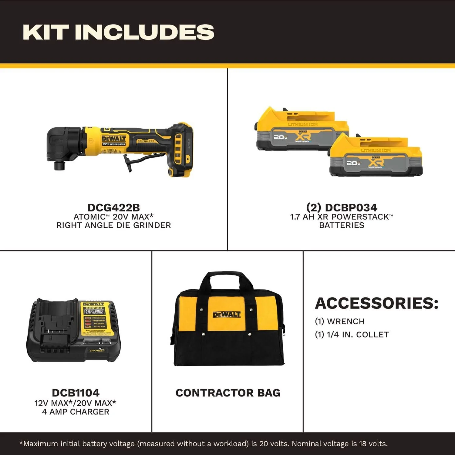 DeWALT DCG422E2 ATOMIC 20V MAX Right Angle Die Grinder 1.7Ah Kit with XR POWERSTACK - Image 3