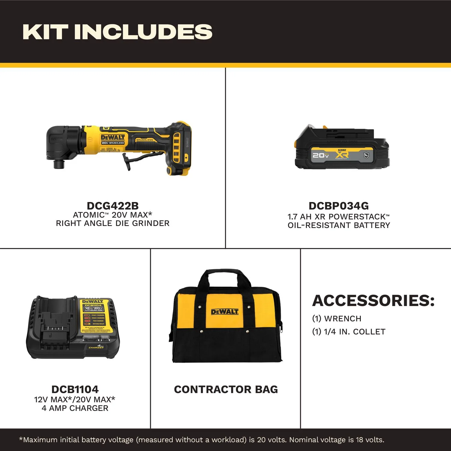 DeWALT DCG422GE1 ATOMIC 20V MAX Right Angle Grinder 1.7Ah Kit With XR POWERSTACK - Image 3