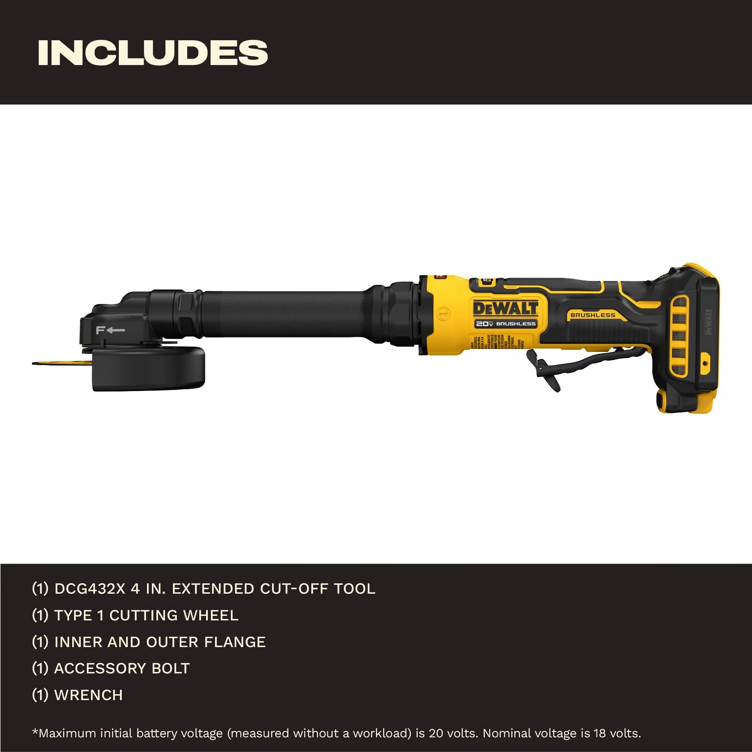 DeWALT DCG432XB ATOMIC 20V MAX 4 in. Extended Cut-Off Tool, Tool Only - Image 3
