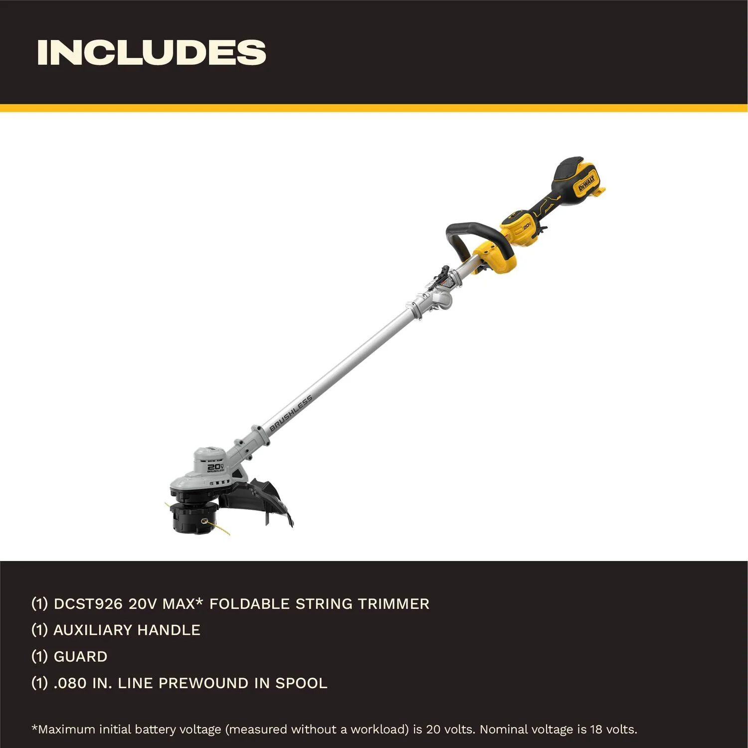 DeWALT DCST926B 20V MAX Brushless Cordless Foldable String Trimmer, Tool Only - Image 3