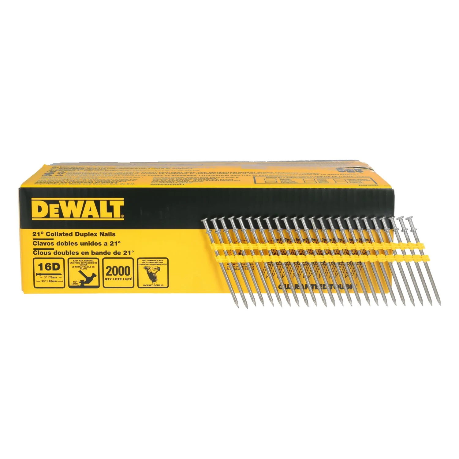 DeWALT DN350 21-Degree Collated Duplex Nails – 16D 3-1/2″ x 0.131″, 2000-Pack