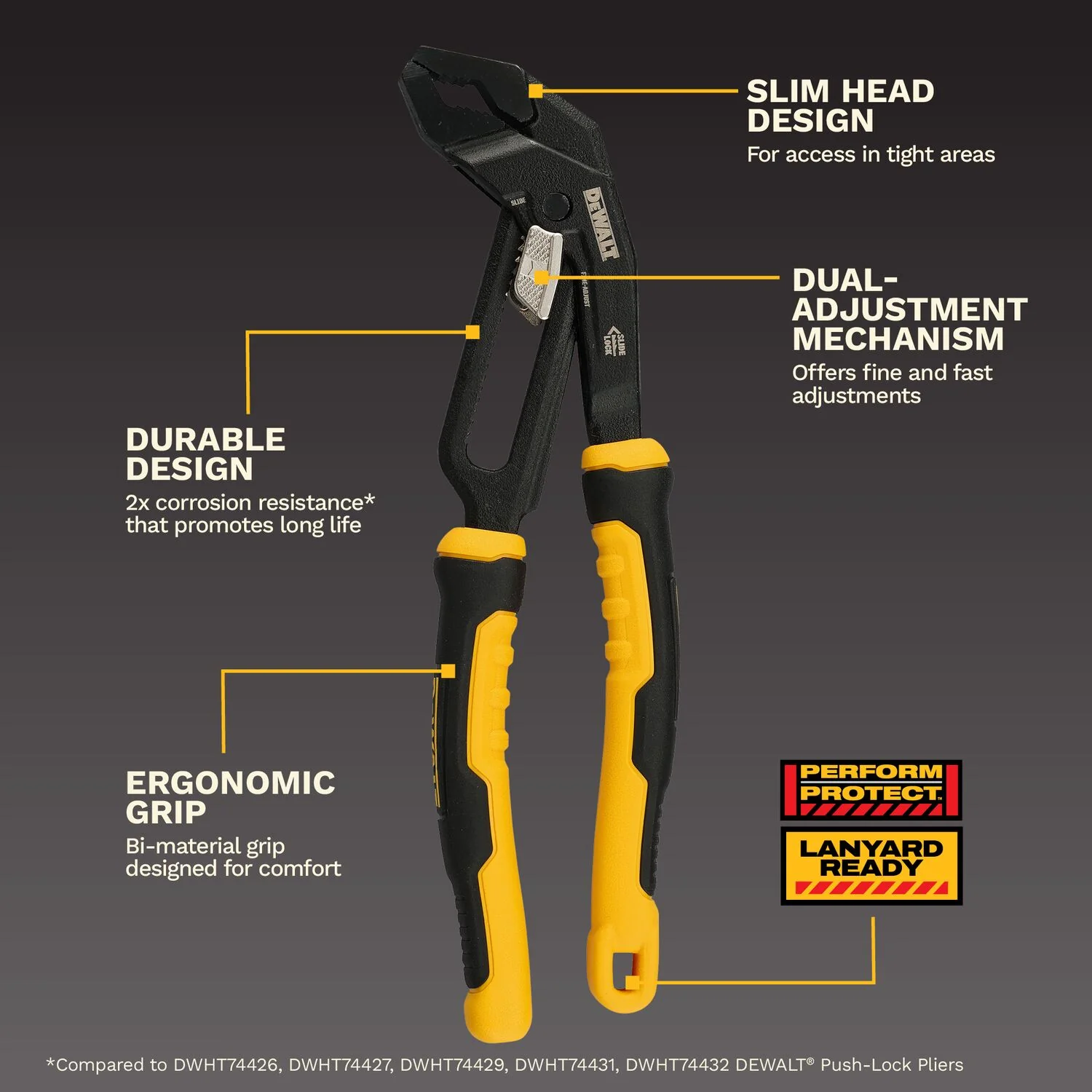 DeWALT DWHT82820 8-in. Slidelock V-Jaw Pliers - Image 2