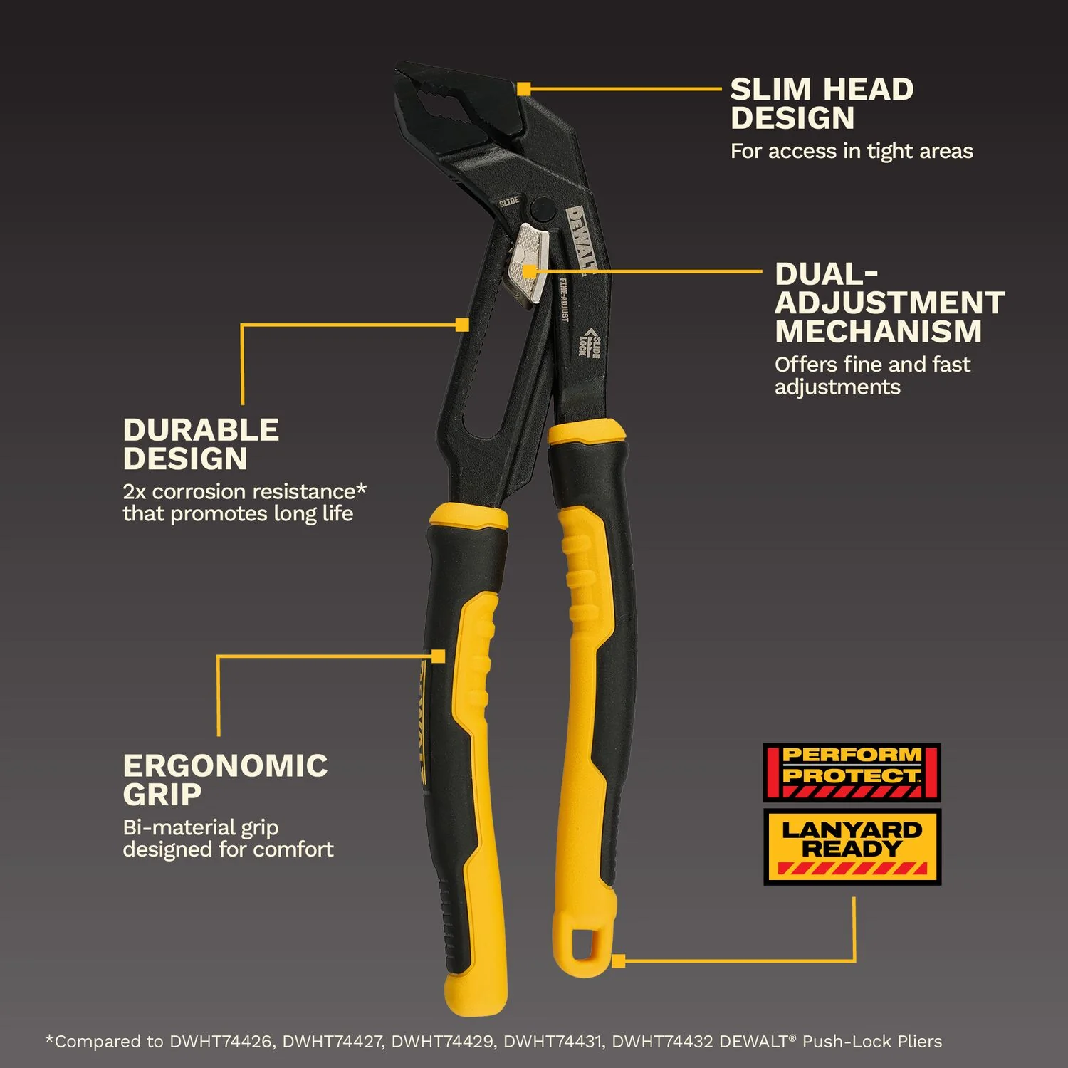 DeWALT DWHT82821 10-in. Slidelock V-Jaw Pliers - Image 2