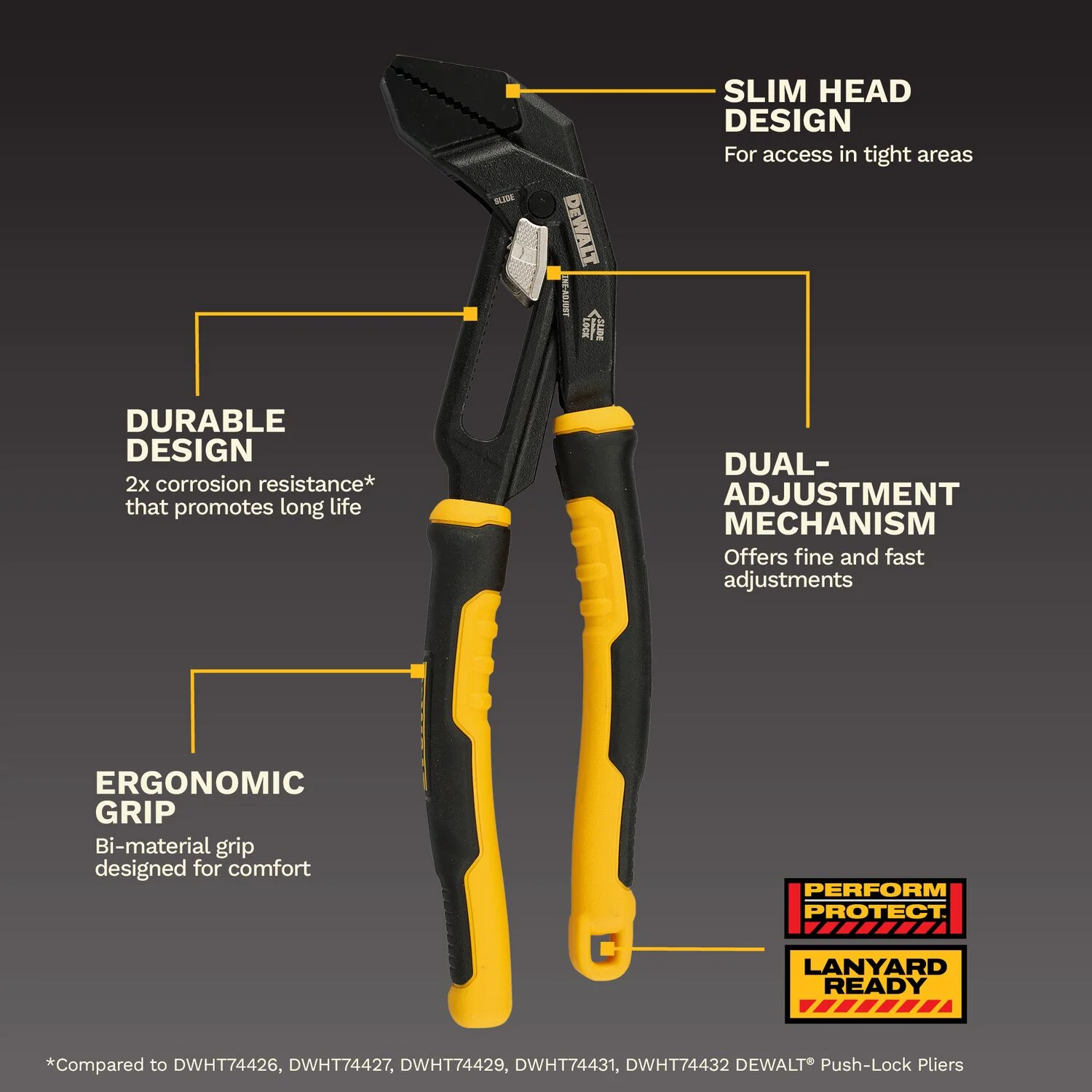 DeWALT DWHT82822 10-in. Slidelock Straight Jaw Pliers - Image 2