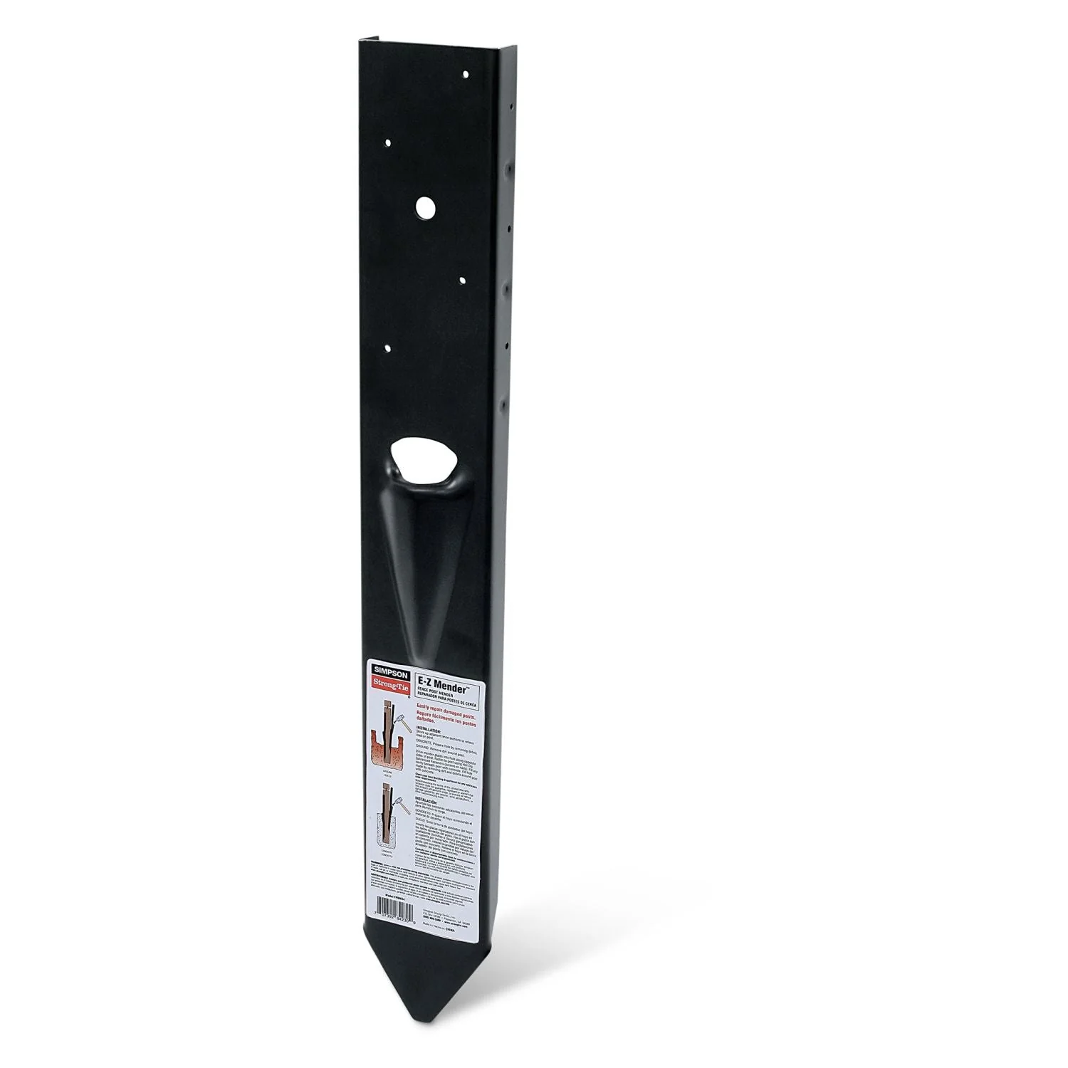 Simpson Strong-Tie E-Z Mender 12-Gauge Black Powder-Coated Mender Plate for 4x4 Wood Post (FPBM44E) - Image 3