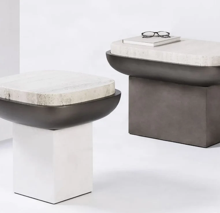 GIOBAGNARA | SQUARE TRAVERTINE SIDE TABLE | $4,040.00 - Image 2