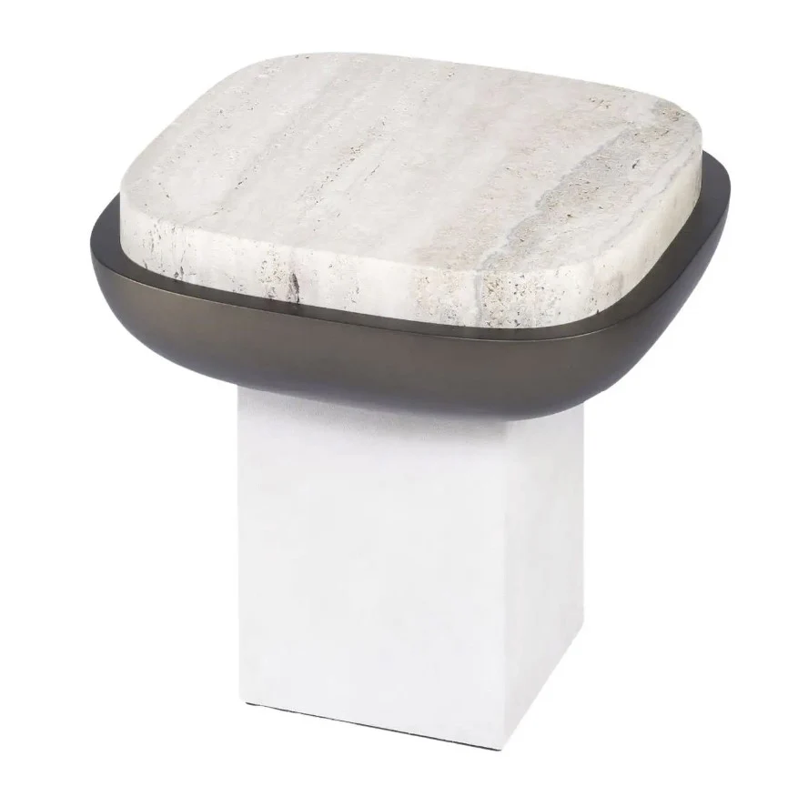 GIOBAGNARA | SQUARE TRAVERTINE SIDE TABLE | $4,040.00 - Image 1