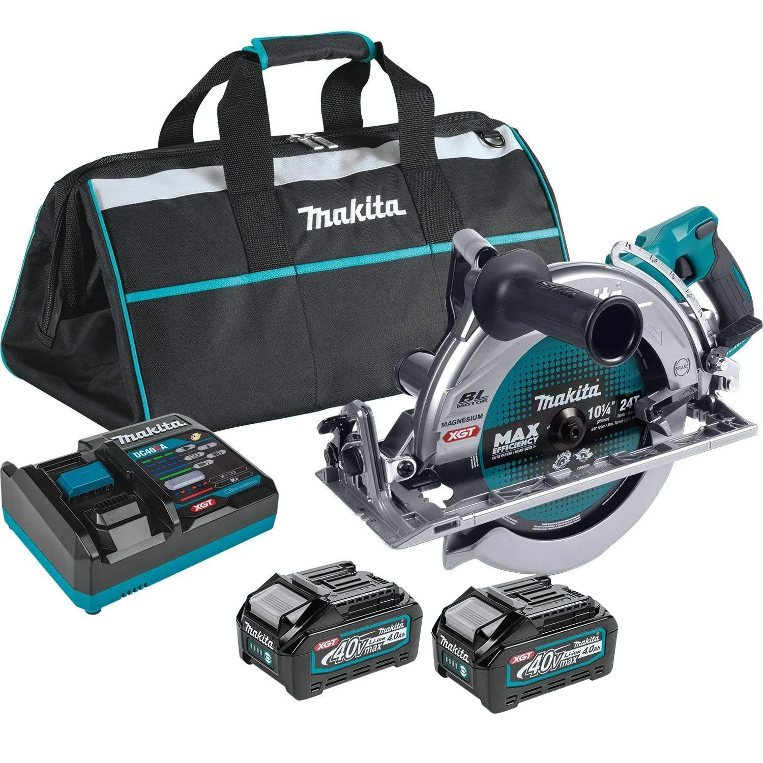 Makita 40V max XGT Brushless Rear Handle 10-1/4″ AWS Circular Saw 4.0Ah Kit w/ 2-Batteries